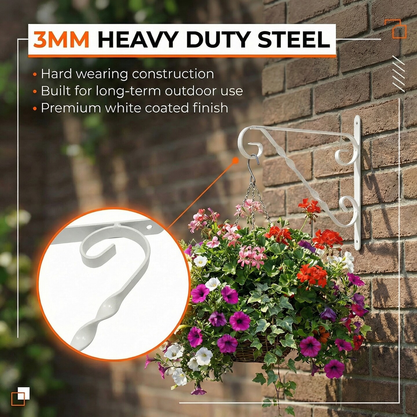 Scroll-Design Metal Wall Bracket for Hanging Accessories and Flowerpots for Indoor & Outdoor Use