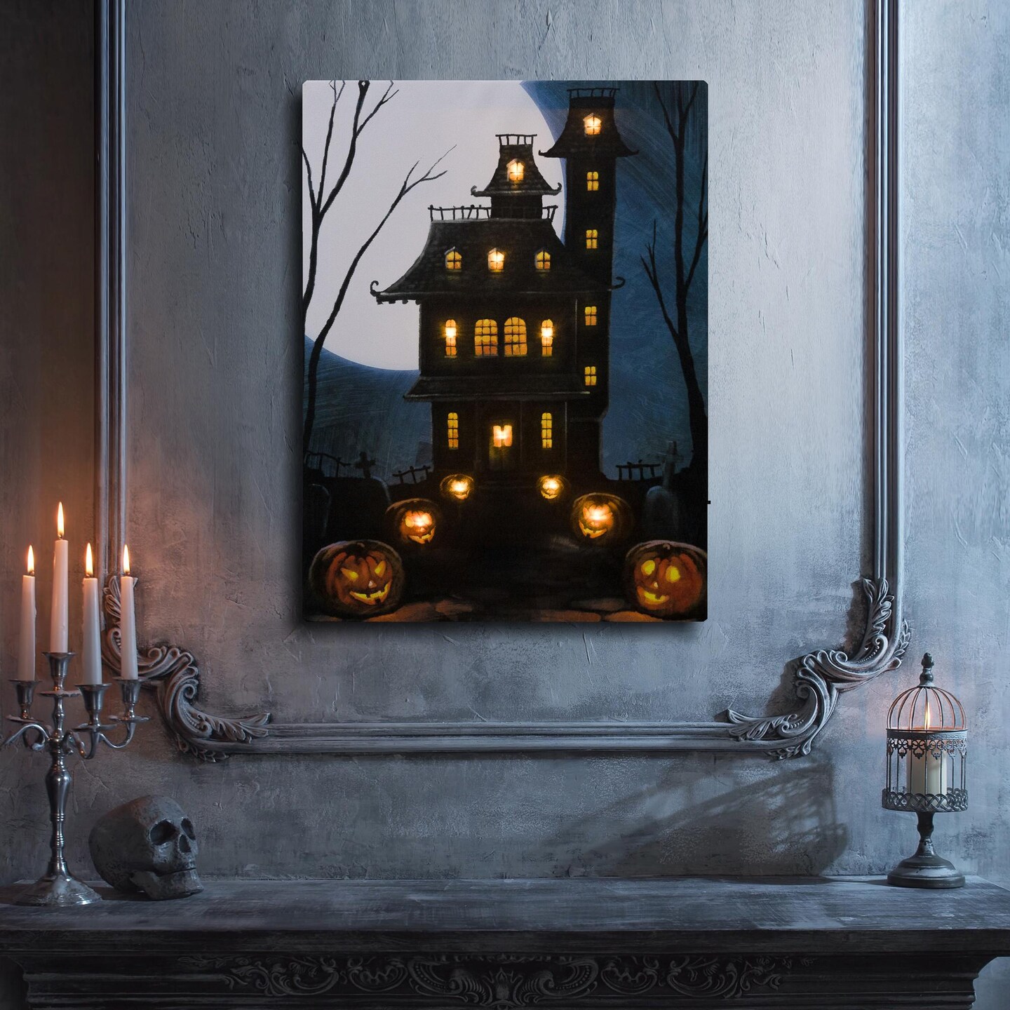 Mod Lighting and Decor LED Lighted Haunted Mansion Halloween Wall Art ...
