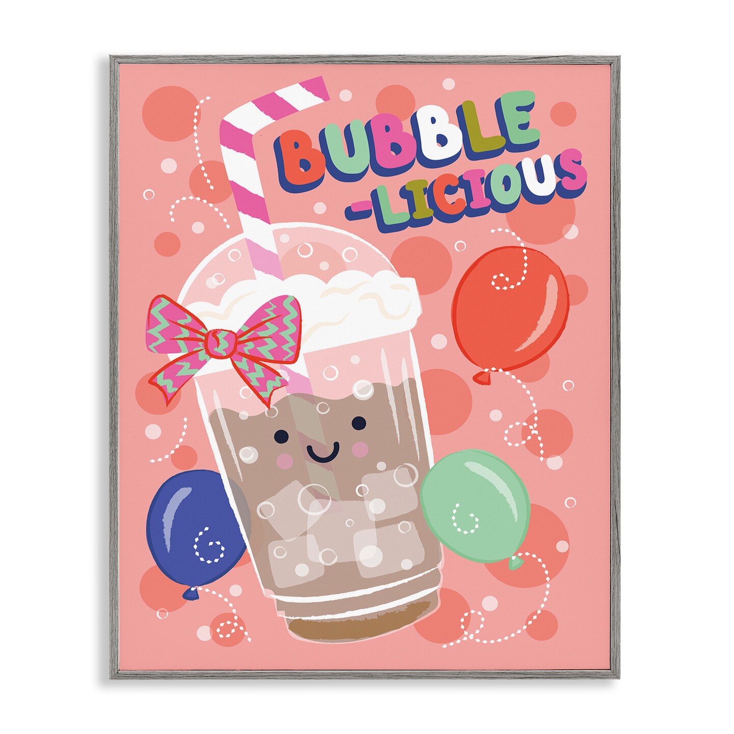 Stupell Industries Bubble-Licious Bubble Tea Framed Giclee By Lisa Perry Whitebutton