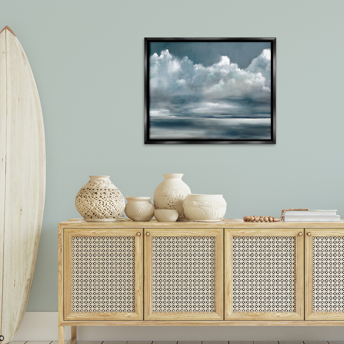 Stupell Industries Full Grey Storm Clouds Floating Frame By Ruane Manning