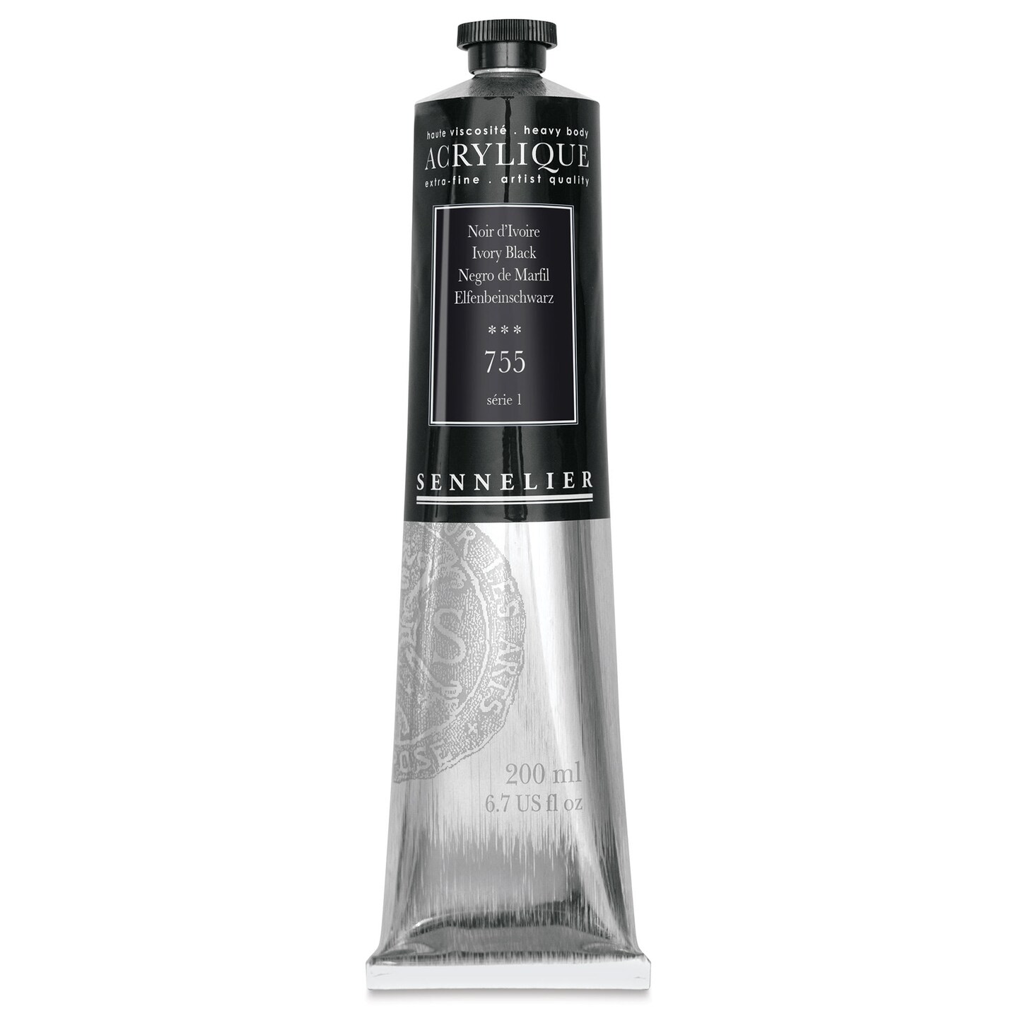 Sennelier Extra-Fine Artist Acryliques - Ivory Black, 200 ml tube