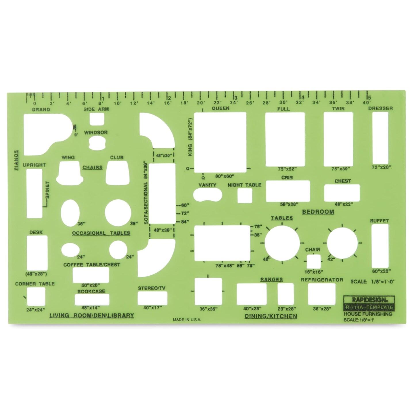 Chartpak Rapidesign Architectural Template - House Furnishings, 1/8"