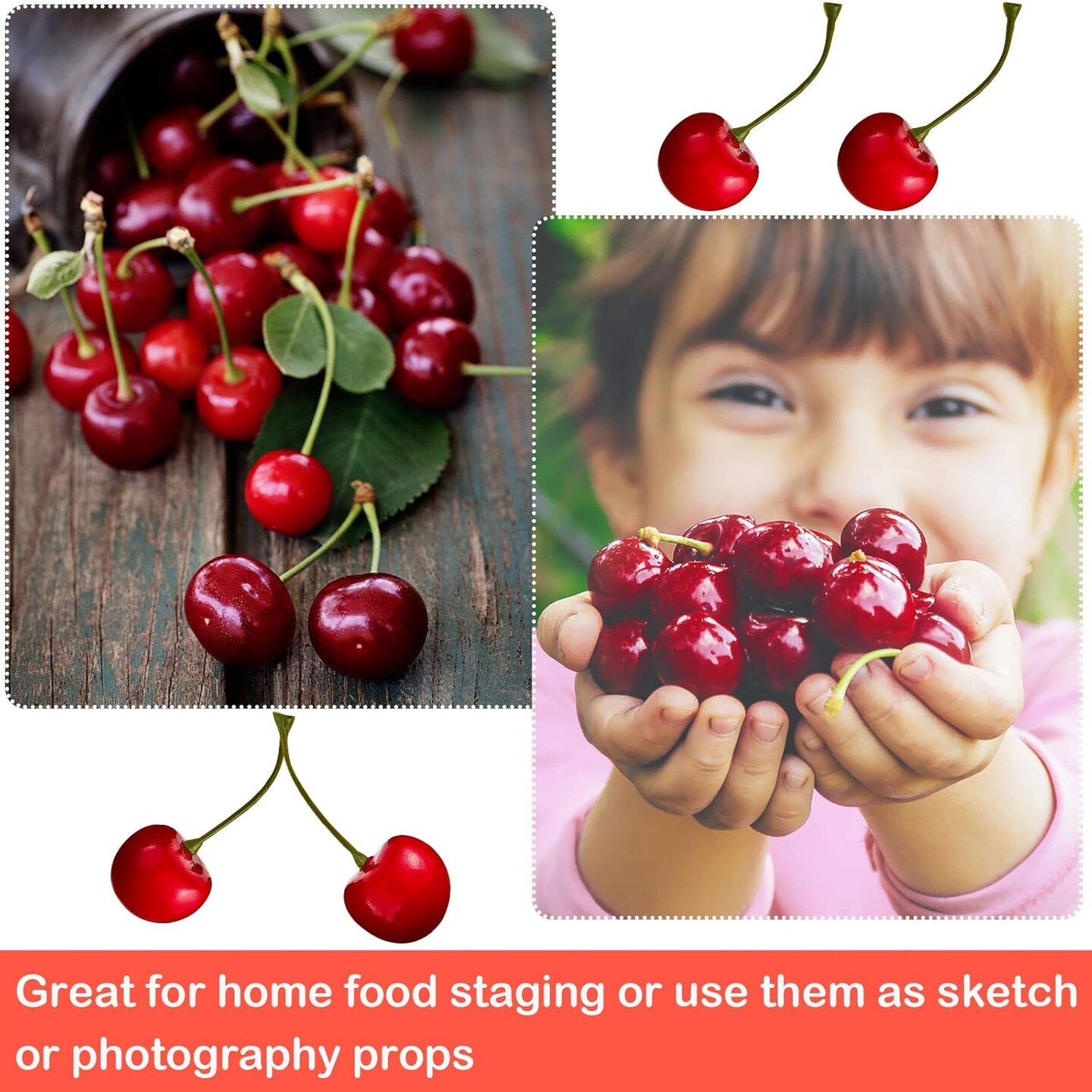 50 Pieces Fake Cherries Artificial Fruit Decorations