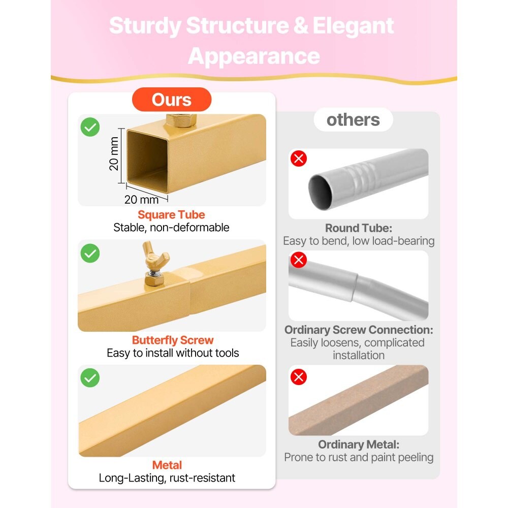 Gold Metal Arch Backdrop Stand Set of 2 with Covers, 7.2 ft and 6 ft