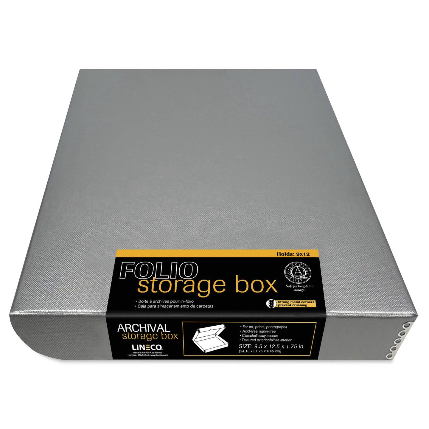Lineco Folio Archival Storage Box - Metallic Silver, 9" x 12"
