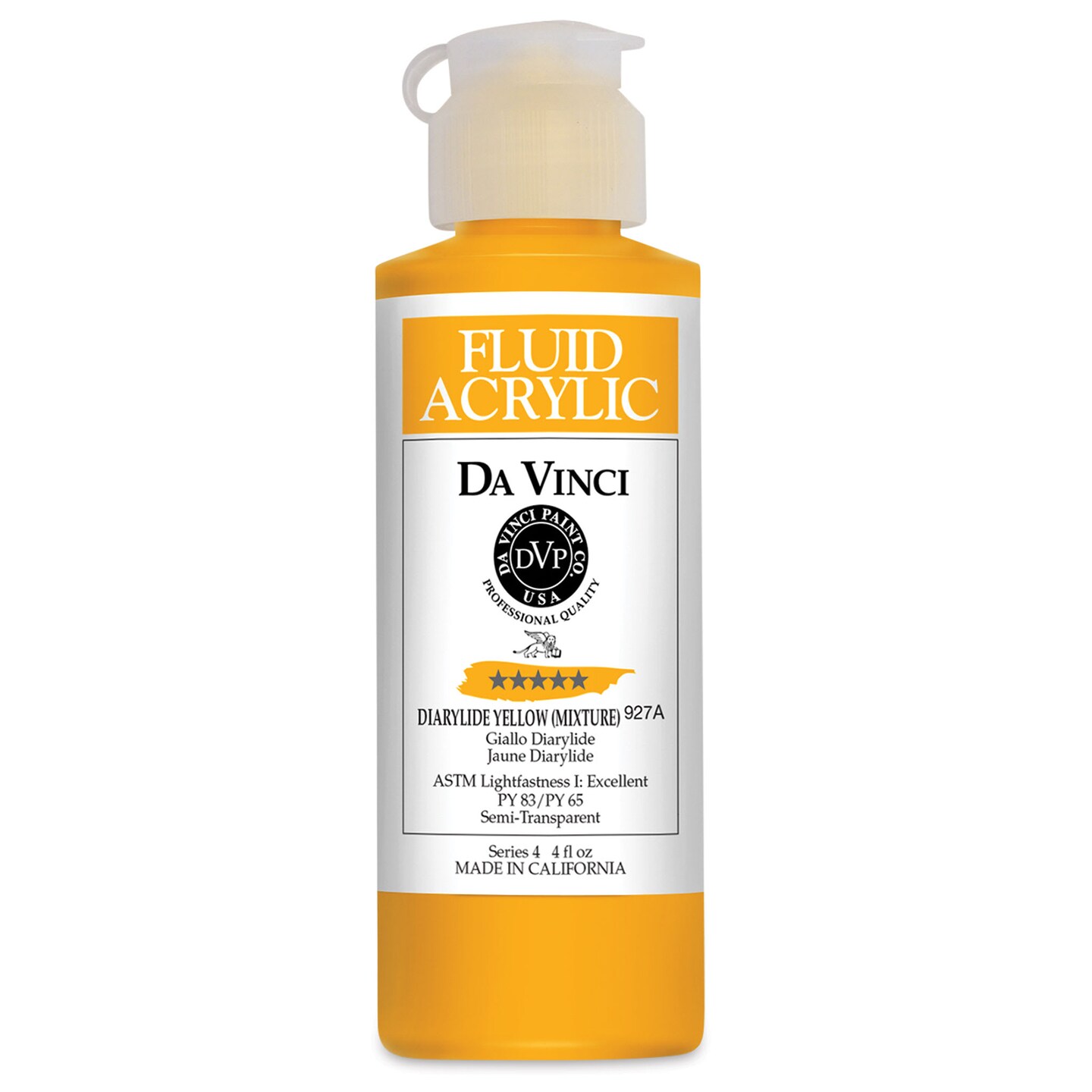Da Vinci Fluid Acrylics - Diarylide Yellow (Mixture), 4 oz bottle