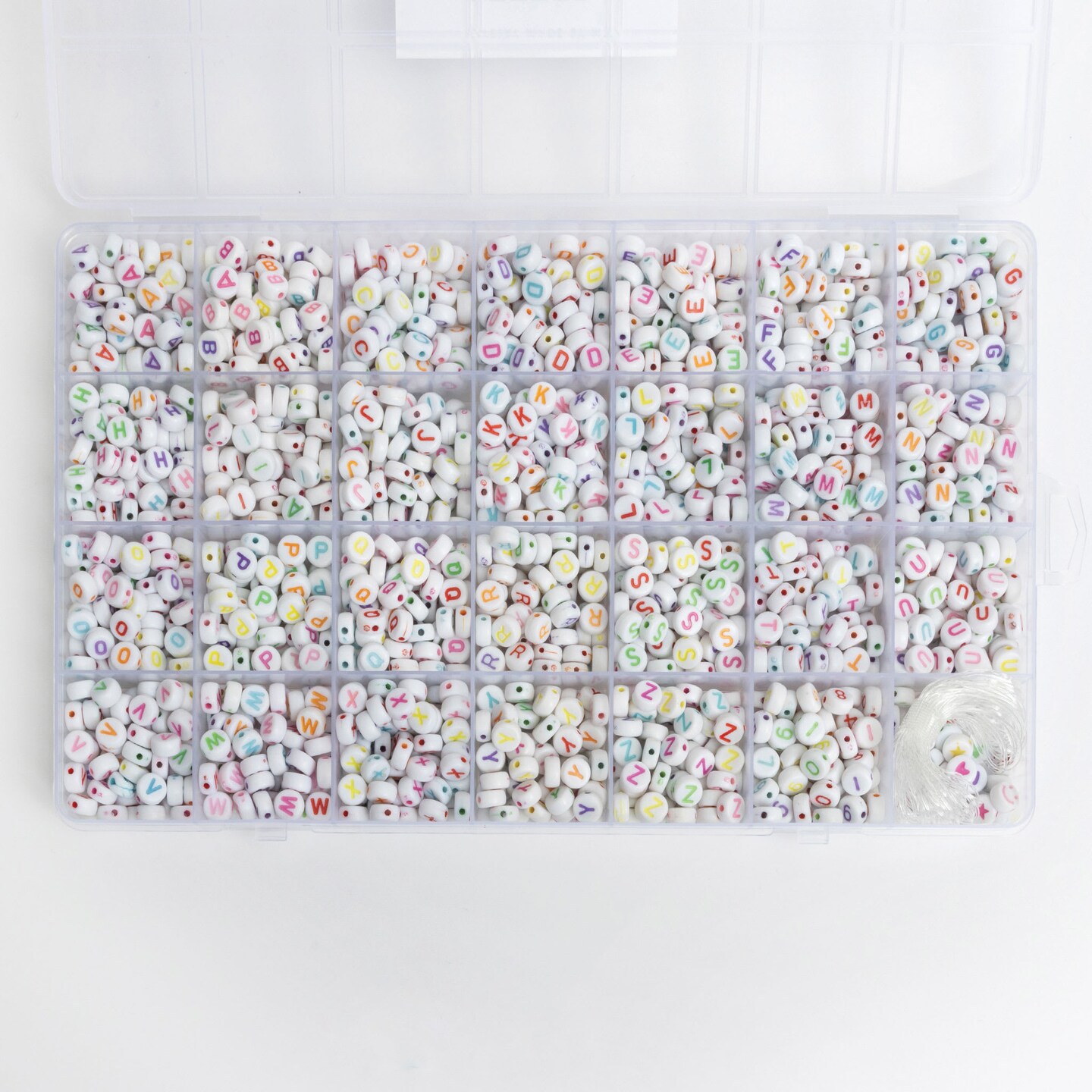 Jewelry Made By Me Letter Bead Box - Pkg of 1,600, White Beads, Assorted Letters