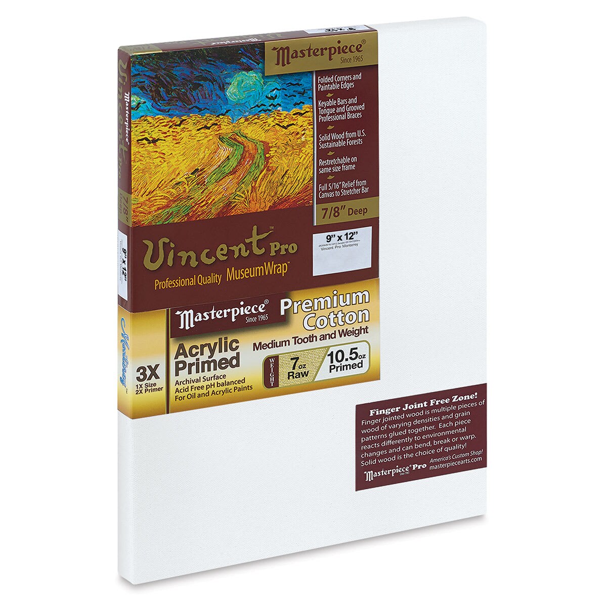 Masterpiece Vincent Pro Monterey 7/8" Profile Cotton Canvas - 9" x 12"
