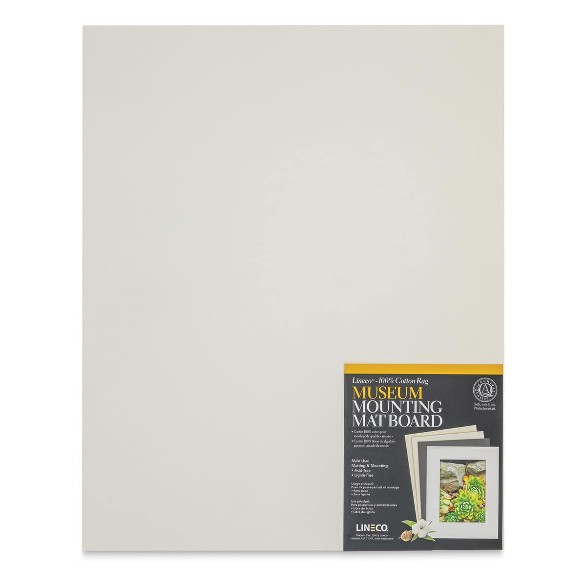 Lineco Cotton Rag Museum Mounting Boards - Pkg of 25, Aged White, 16" x 20"