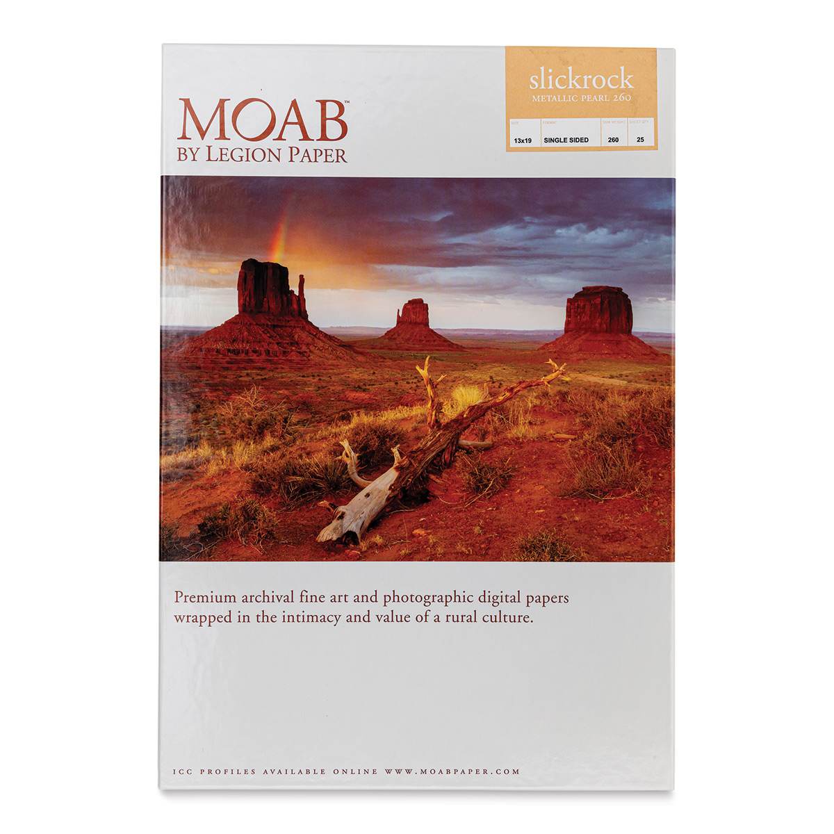 Legion Moab Slickrock Metallic Paper - 13" x 19", Pearl, Pkg of 25 Sheets
