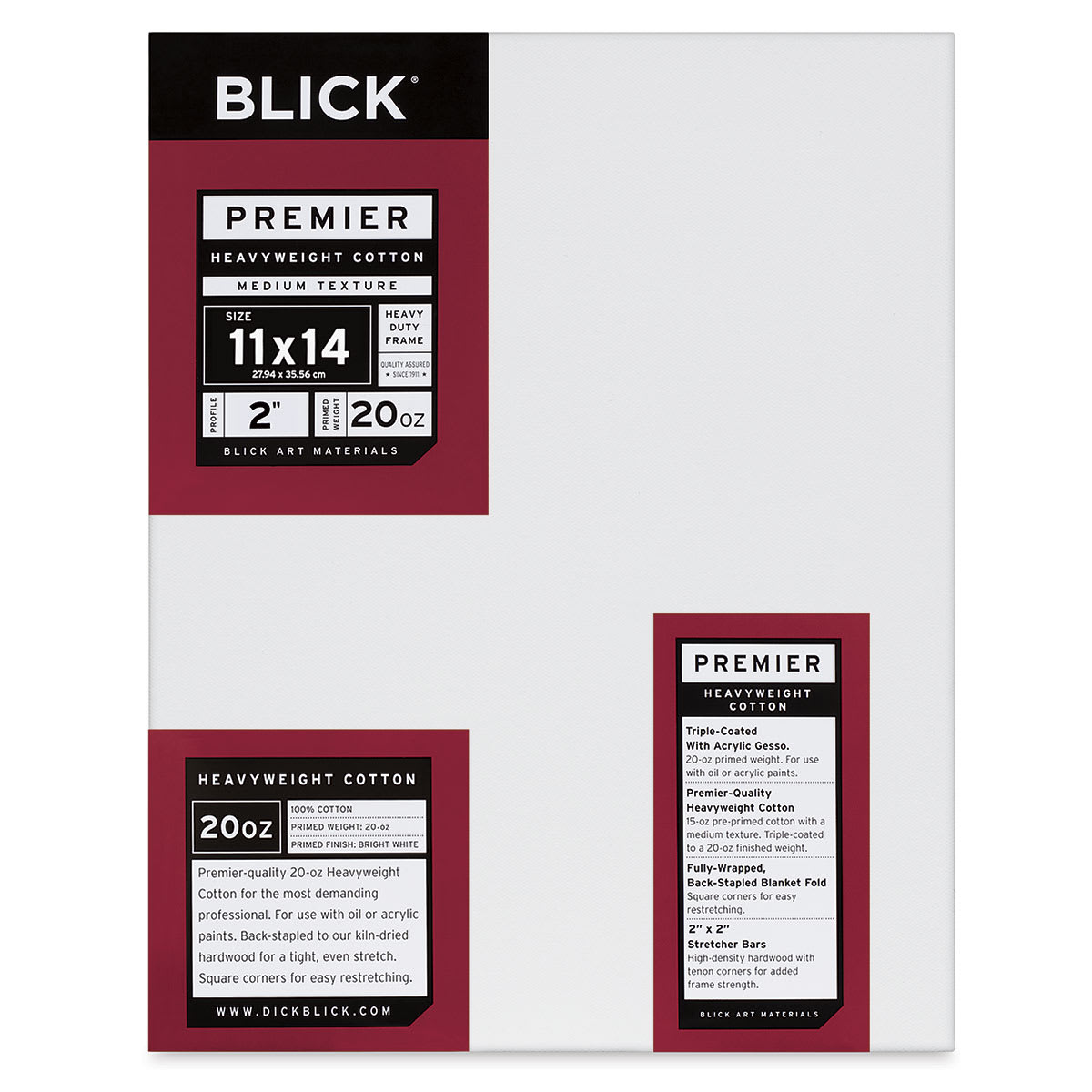 Blick Premier Heavyweight Stretched Cotton Canvas - 11" x 14", 2" Profile