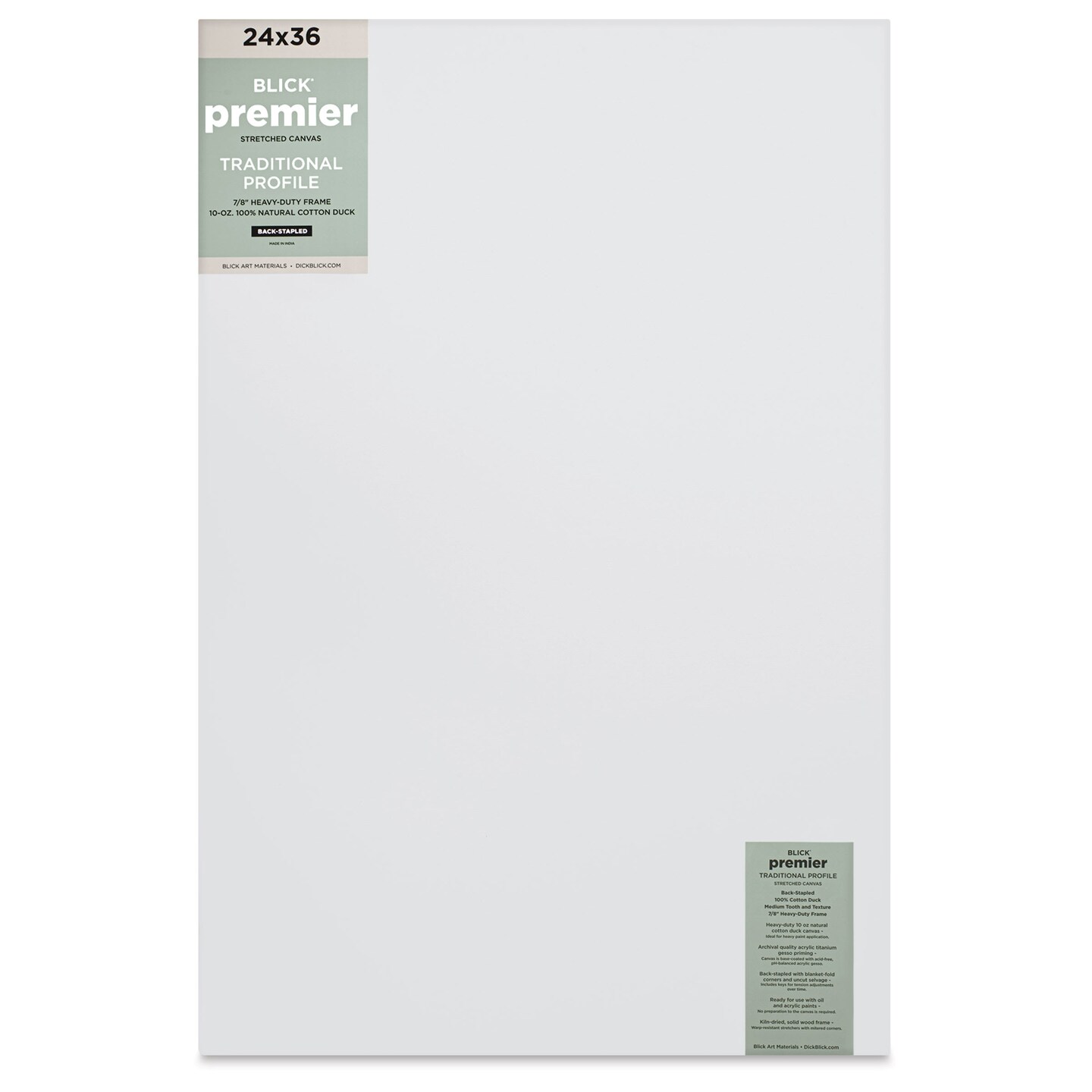 Blick Premier Stretched Cotton Canvas - Traditional Profile, Back-Stapled, 24" x 36"
