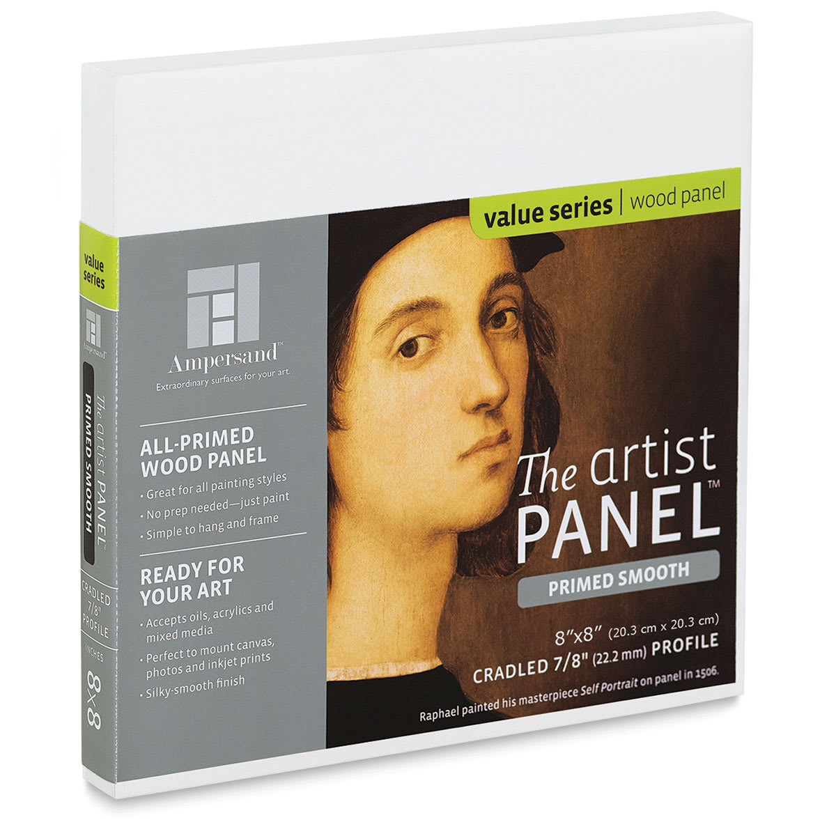 Ampersand Value Series Artist Panel - Smooth, 8" x 8", 7/8" Cradle