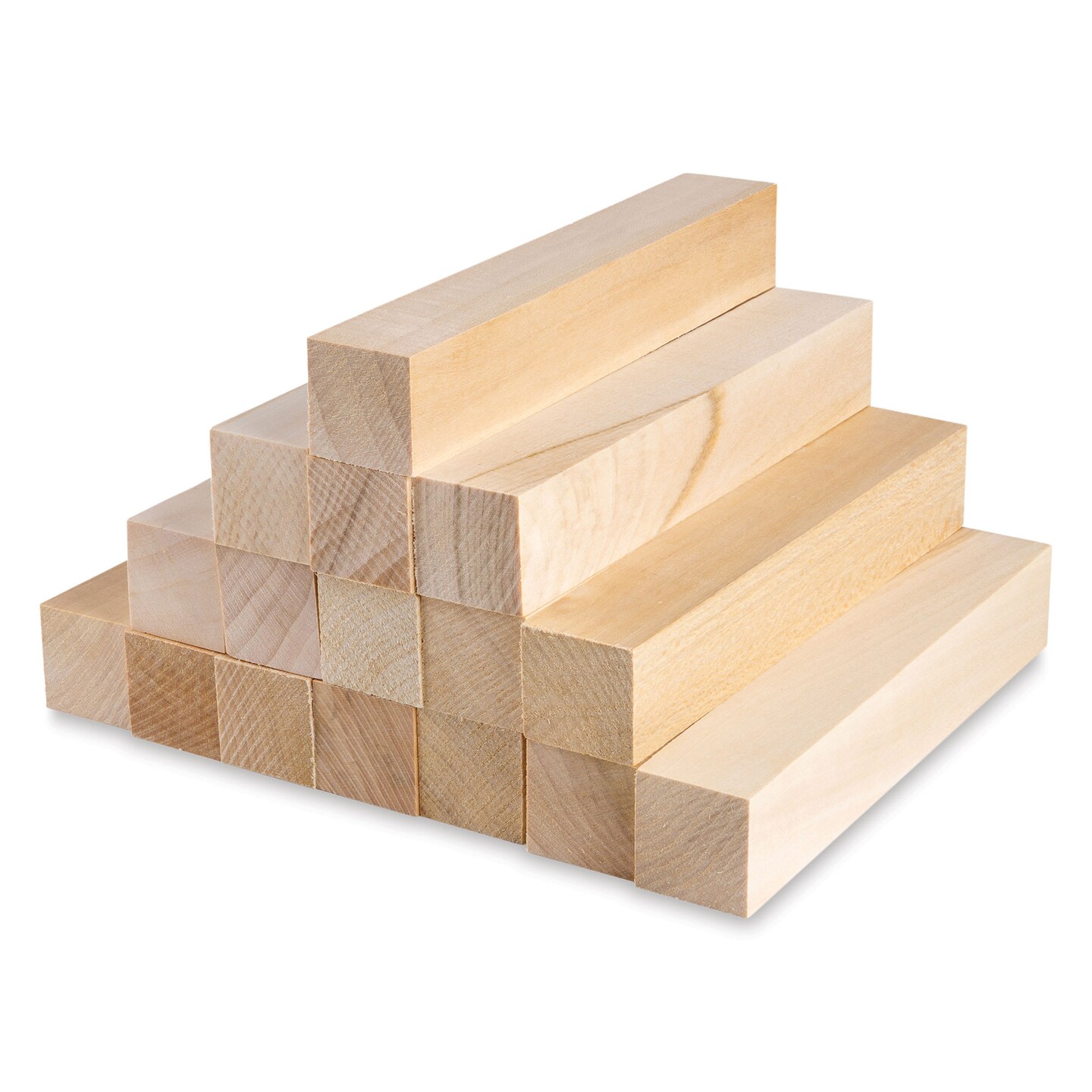 BeaverCraft Basswood Carving Block Set - Pkg of 16, 1" x 1" x 6" Blocks