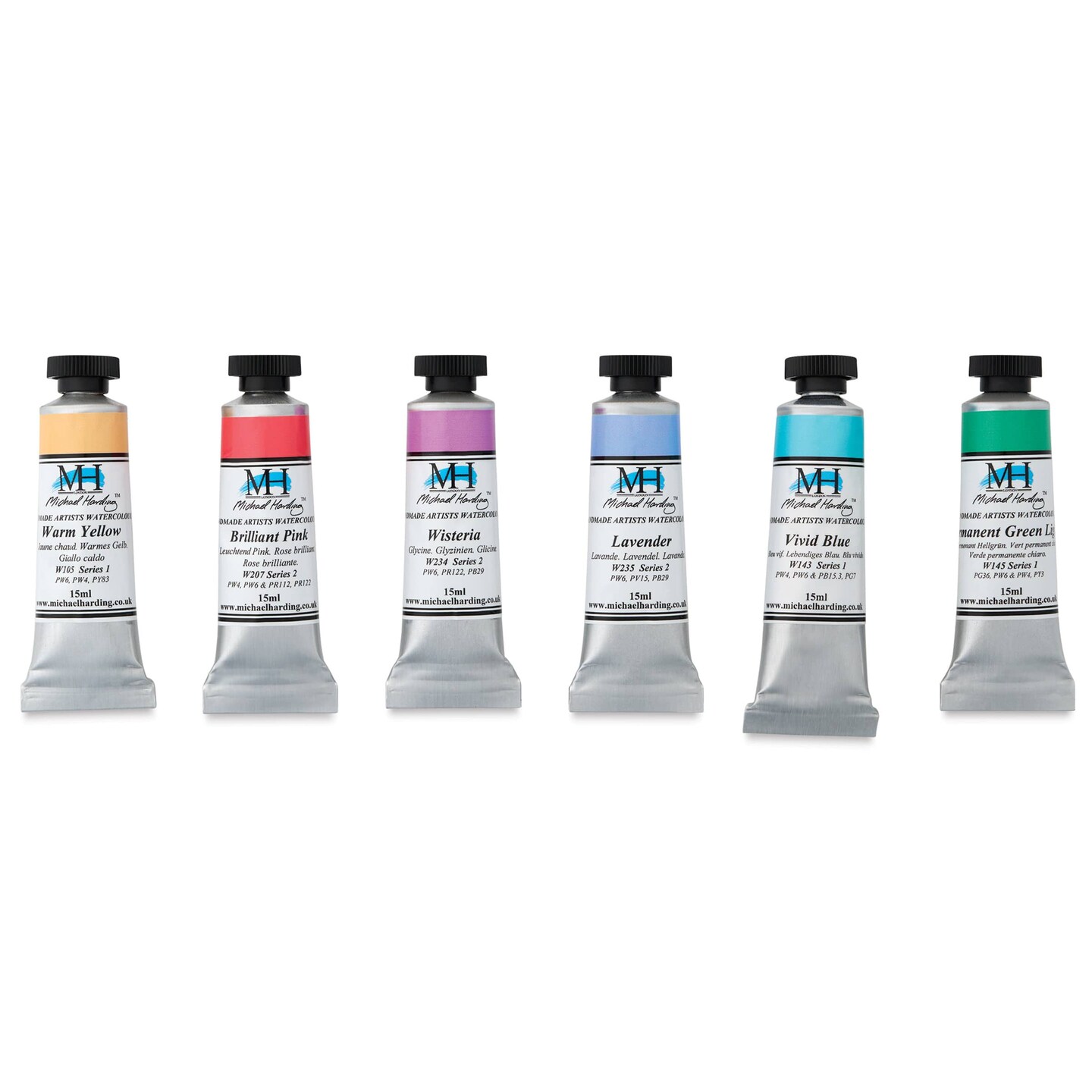 Michael Harding Artists Watercolors - Set of 6, Pastel, 15 ml