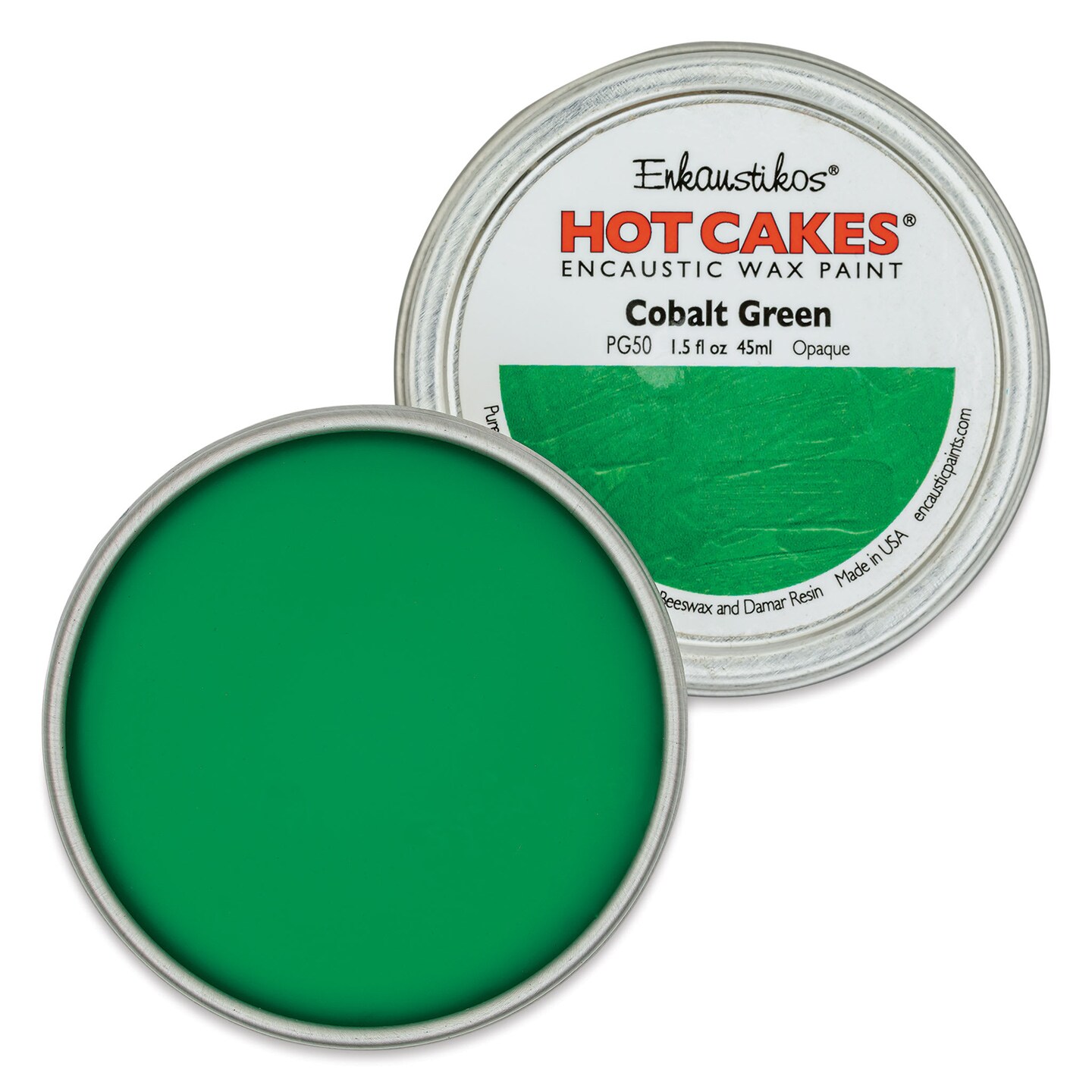 Enkaustikos Hot Cakes Encaustic Paint - Cobalt Green, 45 ml tin
