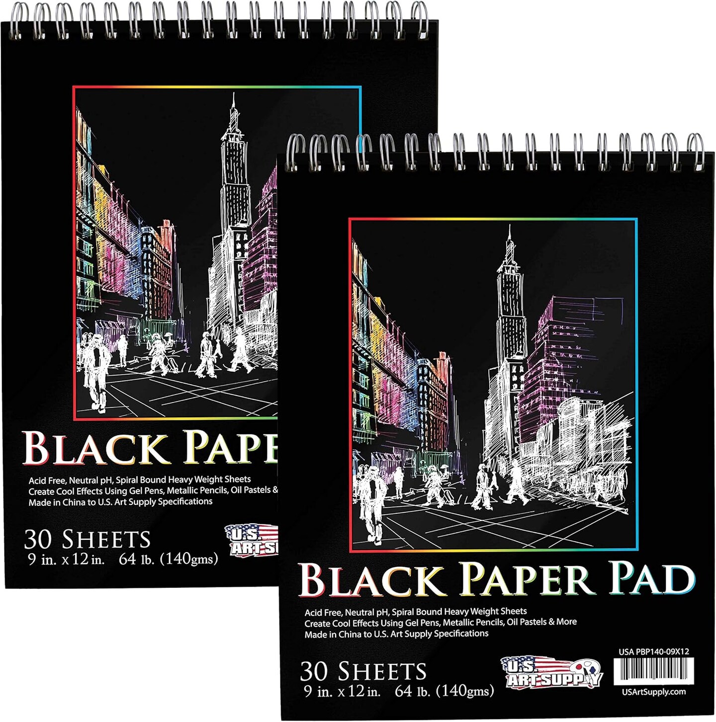 9&#x22; x 12&#x22; Premium Black Heavyweight Paper Sketch Pad