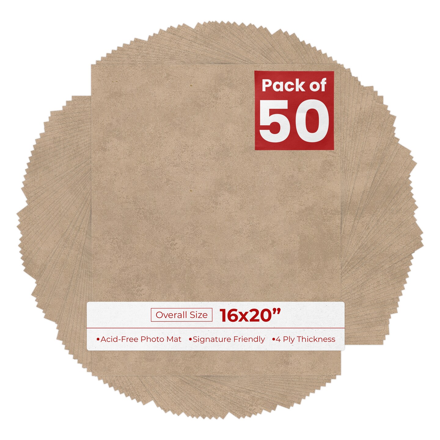 Earthen Taupe 16x20 Uncut Mat Board - Blank Sheets, No Opening