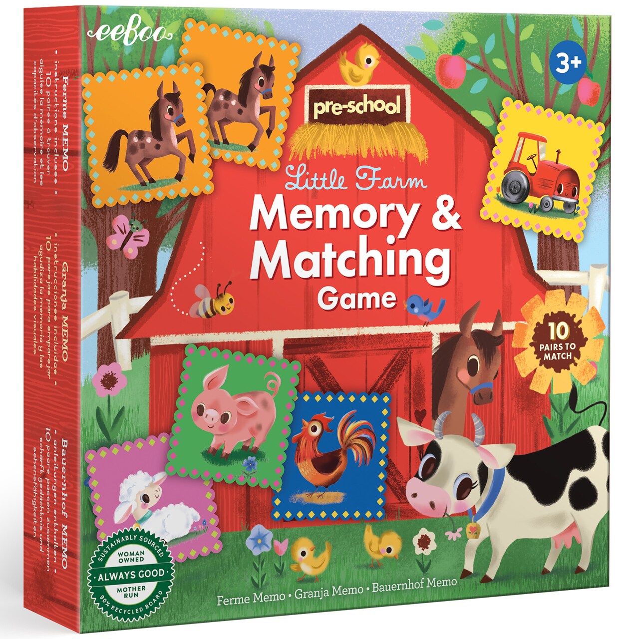 Eeboo Animal Color eeBoo: Memory & Matching Game - Little Farm - Classic Concentration ...