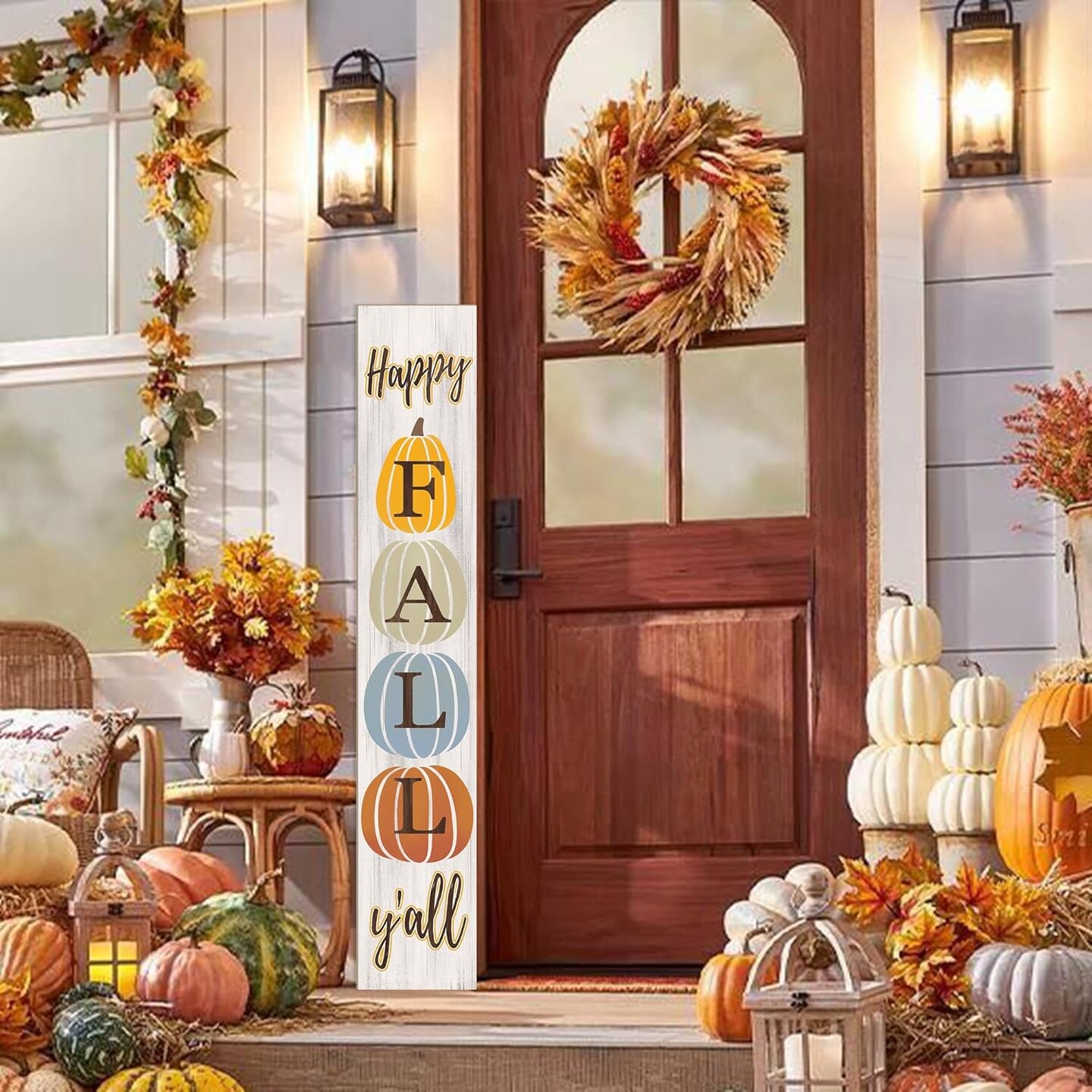 Happy Fall Y&#x27;all Porch Sign (&#x9;White)