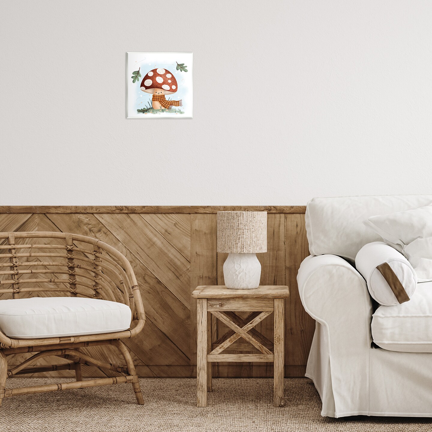 Stupell Industries Happy Mushroom in Scarf Wall Plaque Design by Sarah Hickman