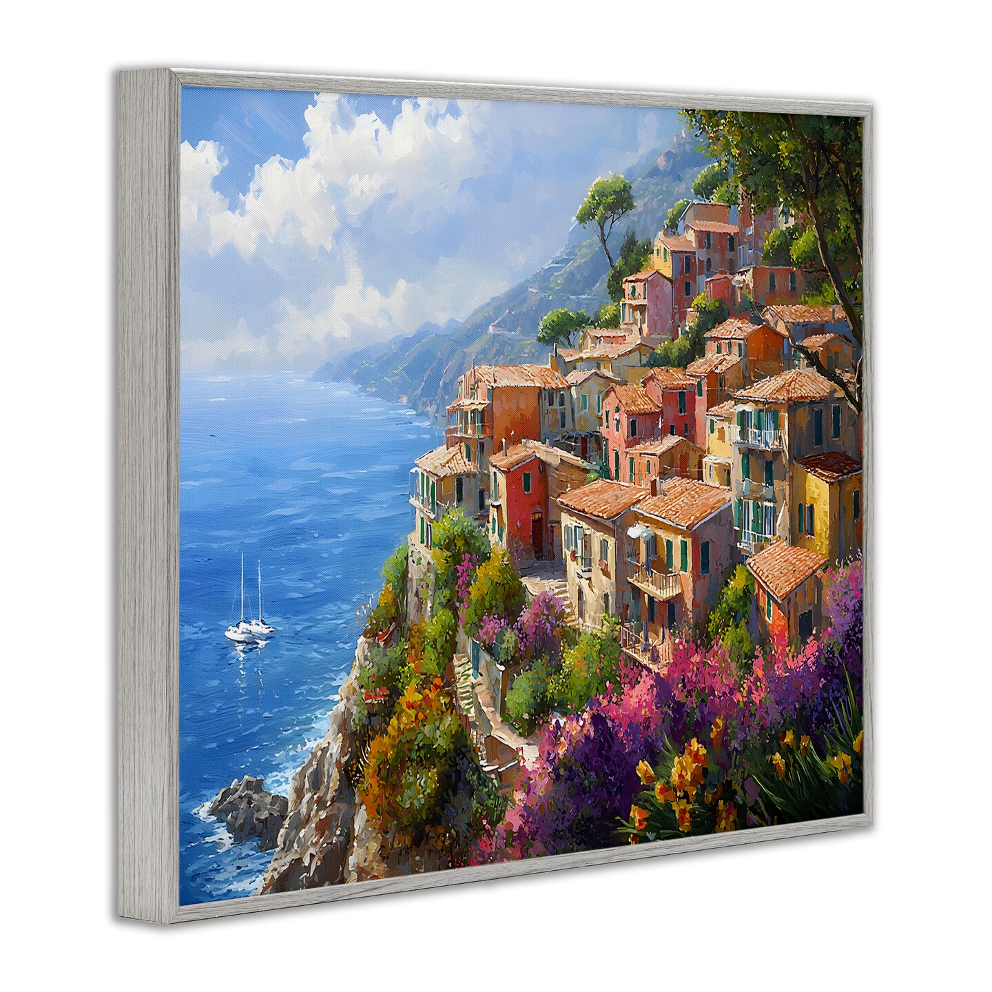 Stupell Industries Coastal Seaside Village View Framed Giclee Design by Franklyn Gregory