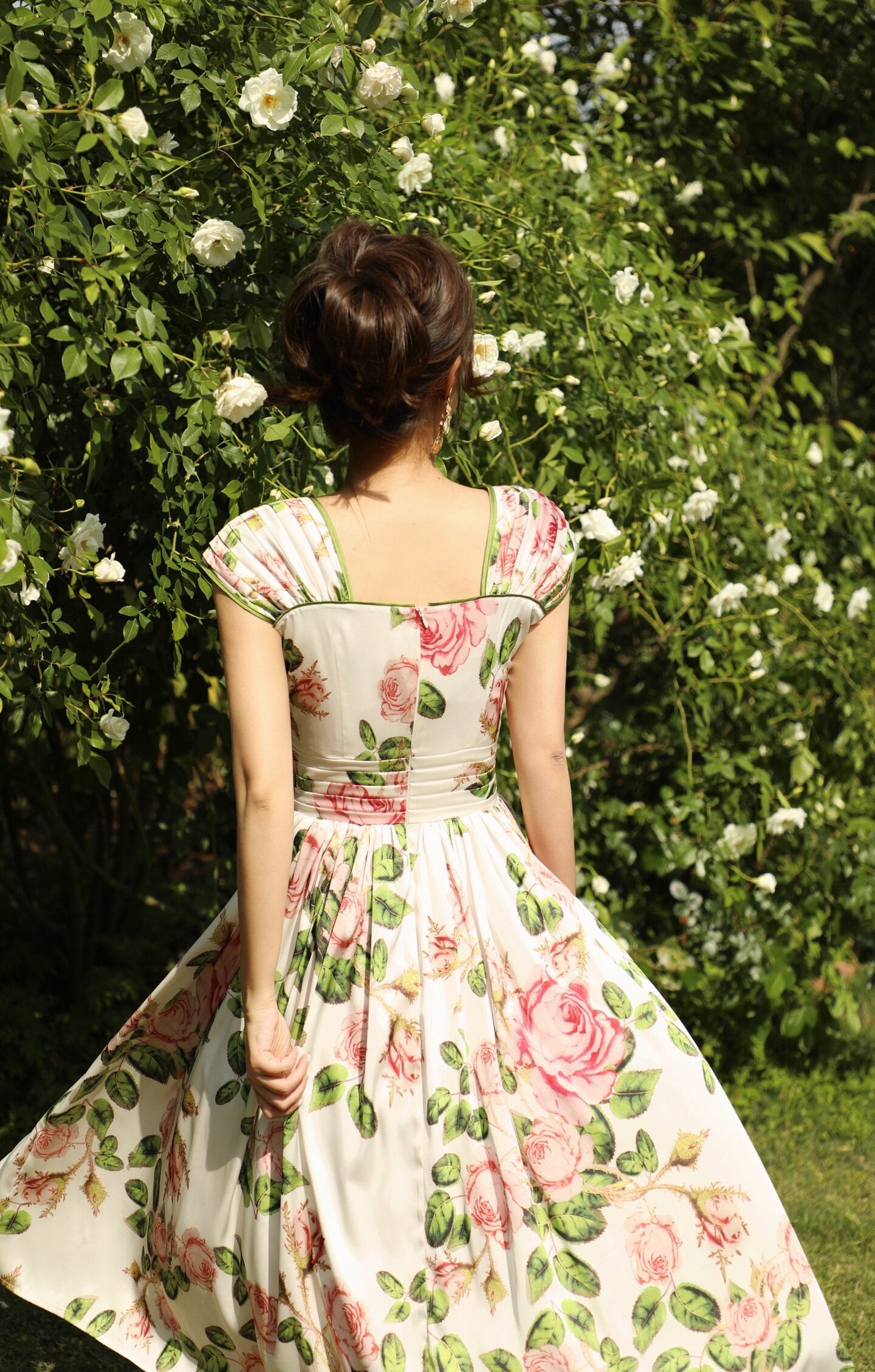 ワンピース jumelle vintage flower dress size:S Romantic Floral Printed Midi Dress. Square Neckline Retro