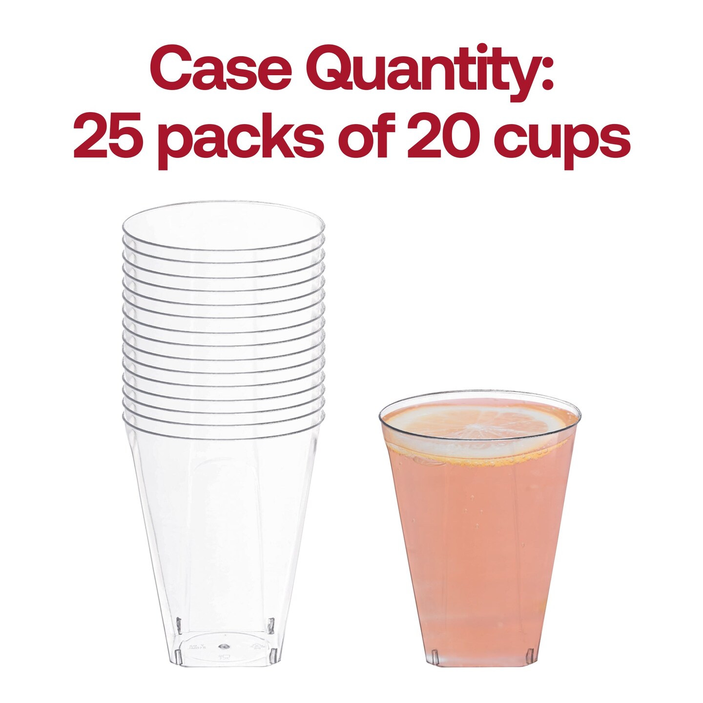 Clear Square Bottom Disposable Plastic Cups - 7 oz. (500 Cups)