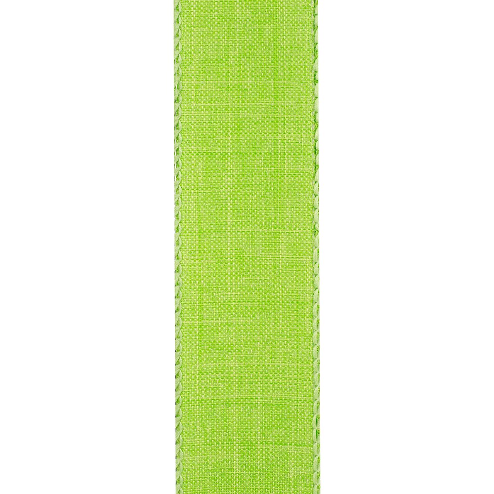 Every Day Linen Value Wired Edge Ribbon -- 1.5" x 10 yards -- Green Lime Color