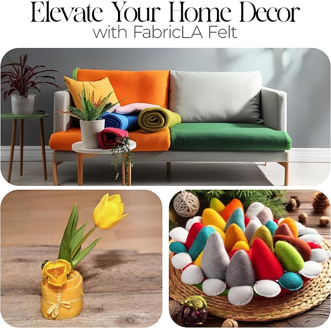 FabricLA Craft Felt Rolls 6 Pieces - 12" X 18" Inches Assorted Color Non-Woven Soft Felt Material - Acrylic Felt Roll for DIY Craftwork, Sewing and Patchwork - Pastel Lovers