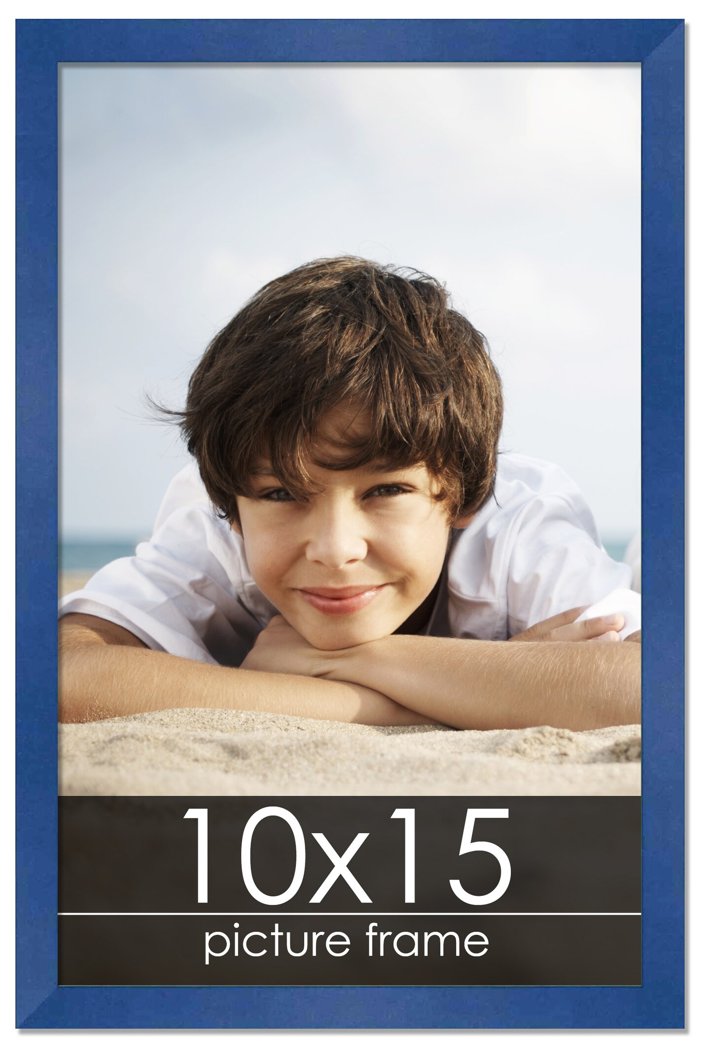 Photo Size Classic Modern Blue Frame - UV Acrylic, Foam Board Backing, Hanging Hardware