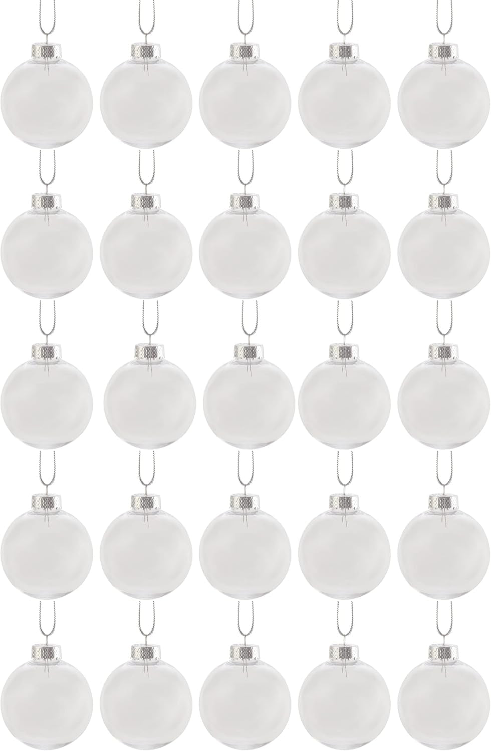 Bulk Value Pack of 25 Pcs - 67Mm (2-5/8 Inch) round Clear Plastic Ball Ornaments - Great for Crafting DIY Christmas Ornaments