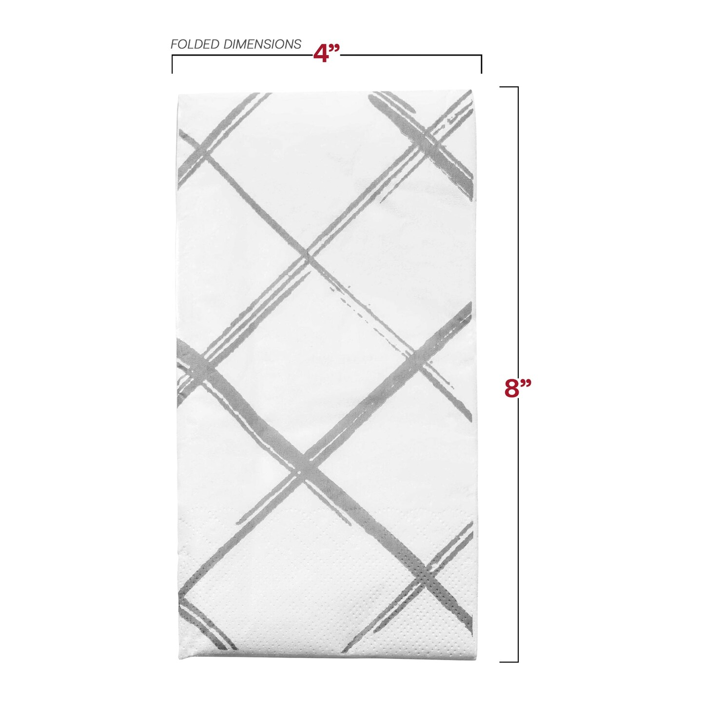 Durable White with Silver Diamond Paper Dinner Napkins (600 Napkins)