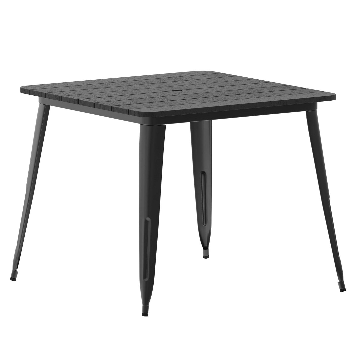 Merrick Lane Dryden Indoor/Outdoor Dining Table with Umbrella Hole, 36&#x22; Square All Weather Poly Resin Top and Steel Base