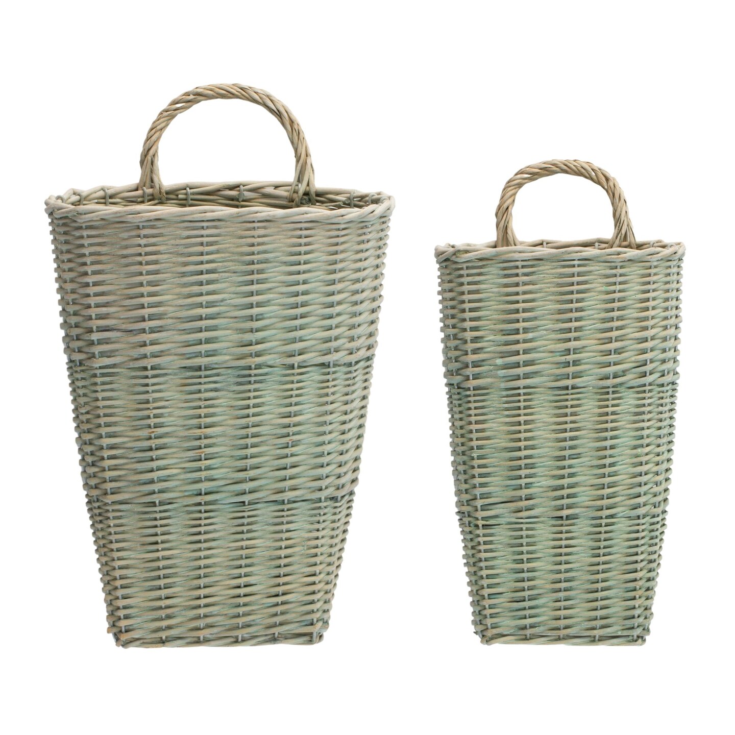 Melrose Woven Wicker Wall Baskets - 13" - Sage Green - Set of 2