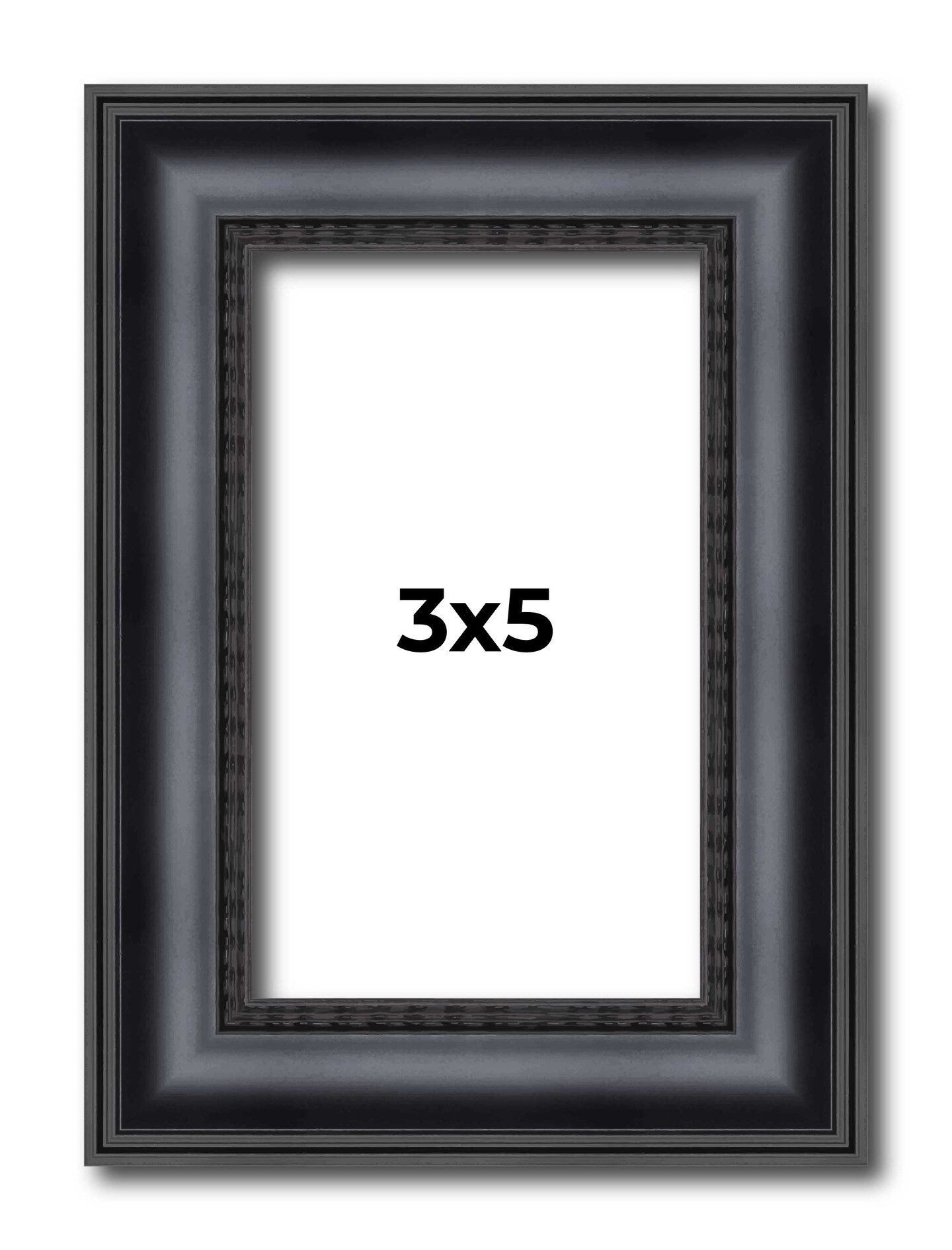 Photo Size Linear Black Picture Frame - UV Acrylic, Foam Board Backing, Hanging Hardware