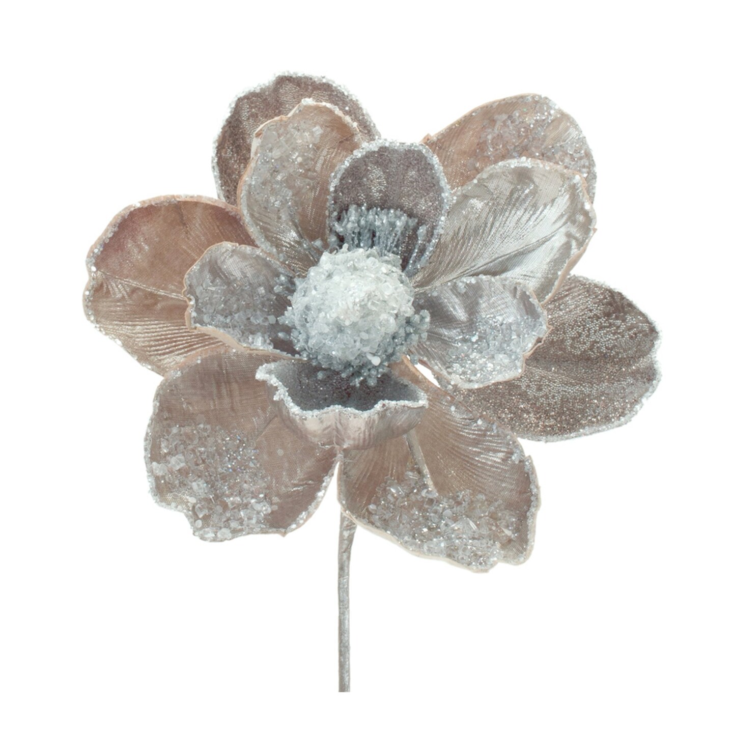 Melrose Beaded Magnolia Floral Artificial Christmas Stems - 28&#x22; - Set of 2