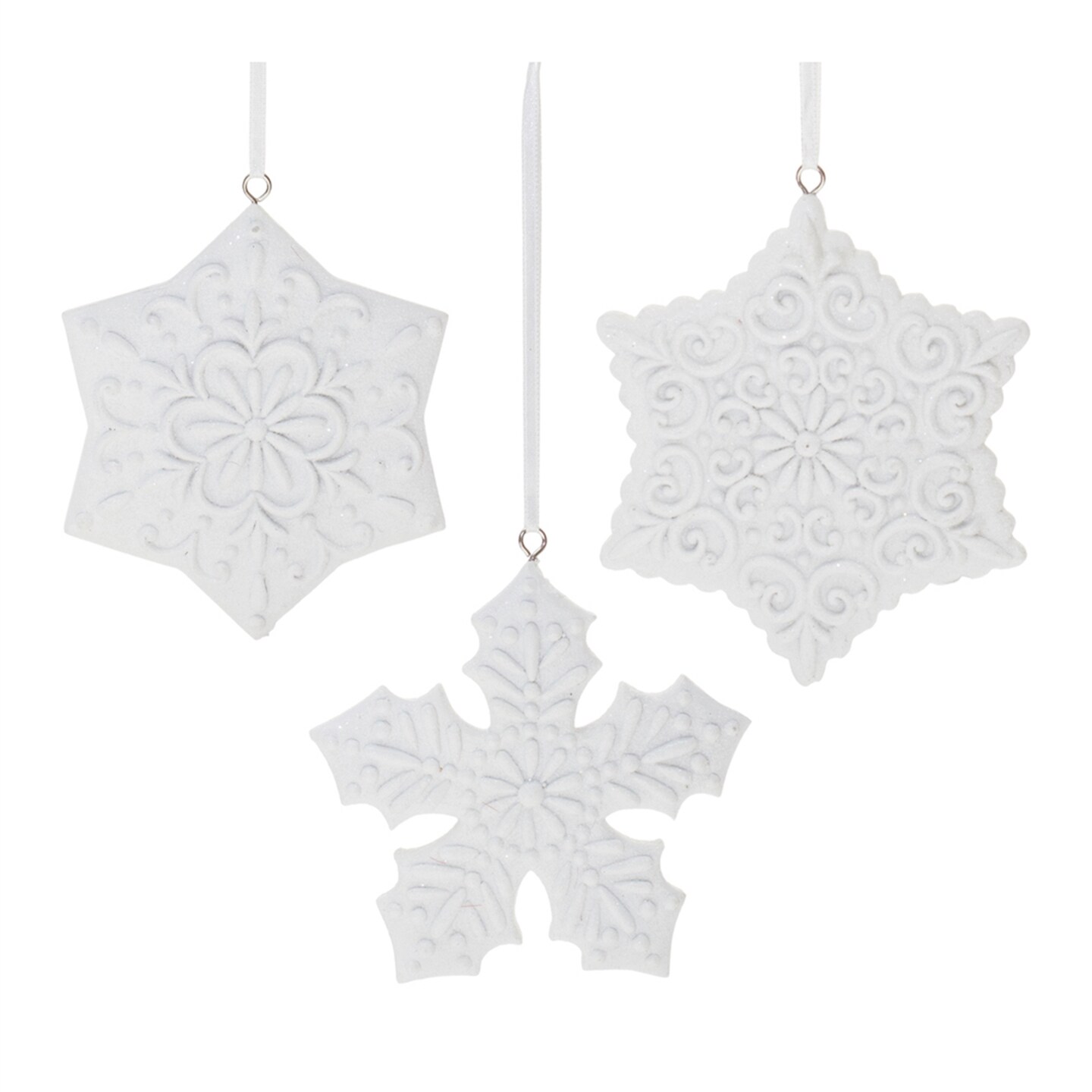 Melrose Glittered Snowflake Christmas Ornaments - 4.5" - White - 12ct