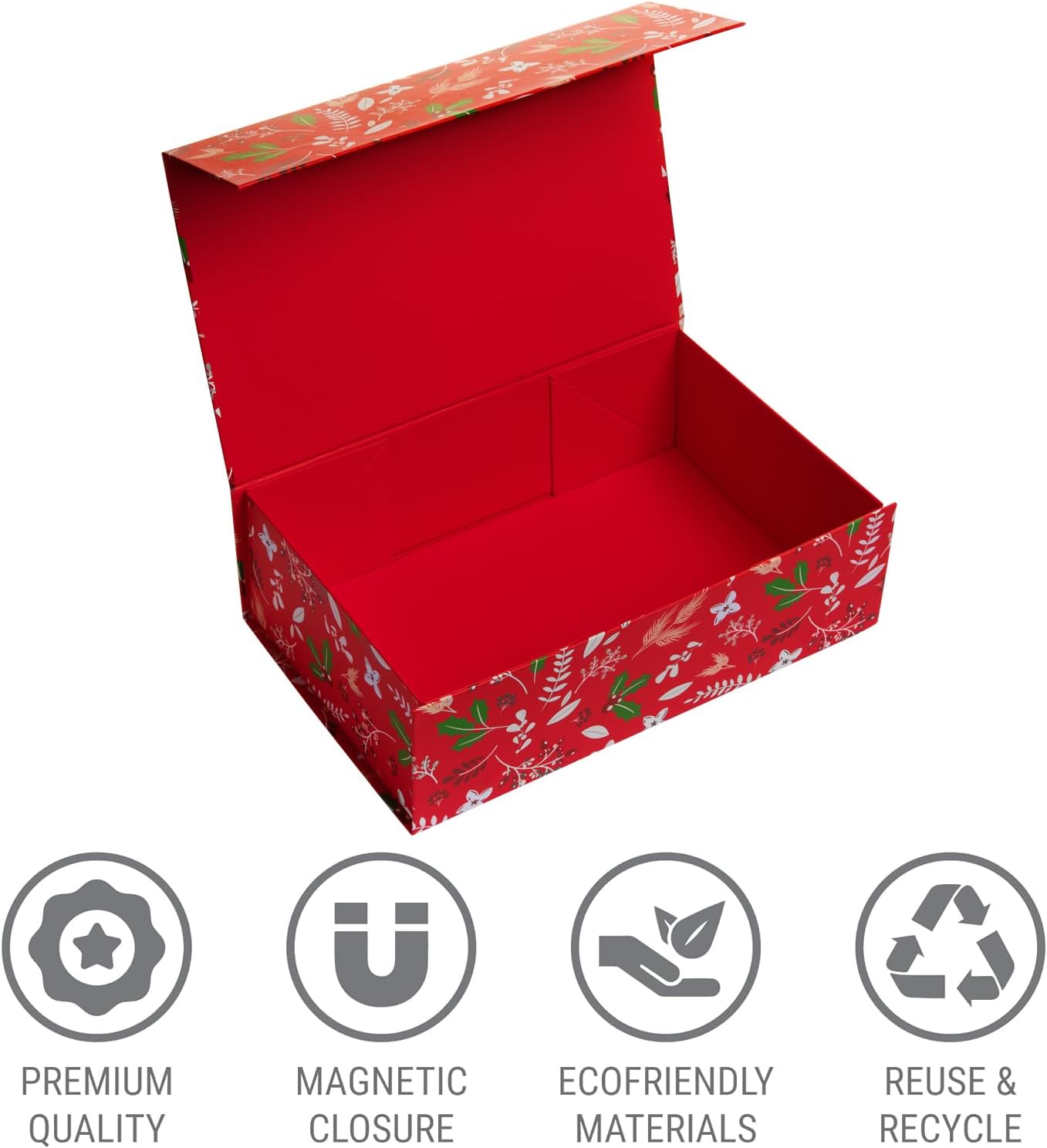 Luxury Gift Box with Magnetic Lid | Christmas Red Decorative Gift Boxes for Presents, Holiday Gifts, and Keepsakes. 11.5&#x22; x 7.5&#x22; x 3.5&#x22;