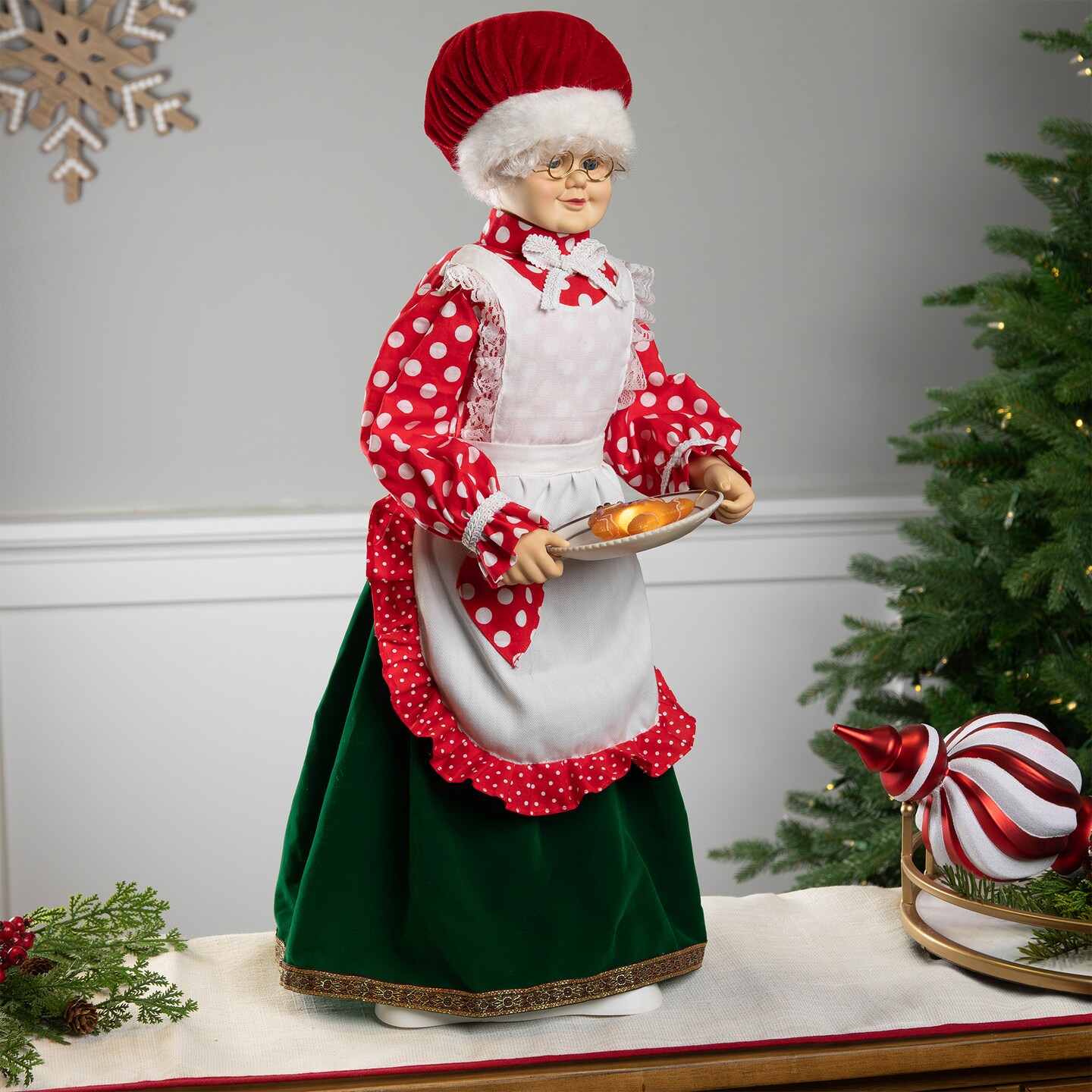 Northlight 24" Animated and Musical Mrs. Claus with Gingerbread Cookie Christmas Figure