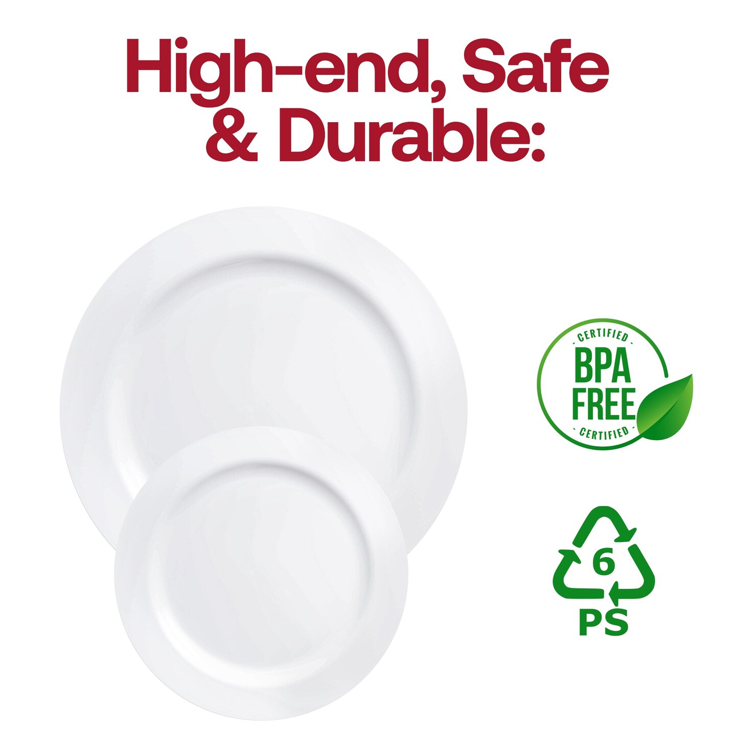 Solid White Economy Round Disposable Plastic Pastry Plates - 6.25" (120 Plates)