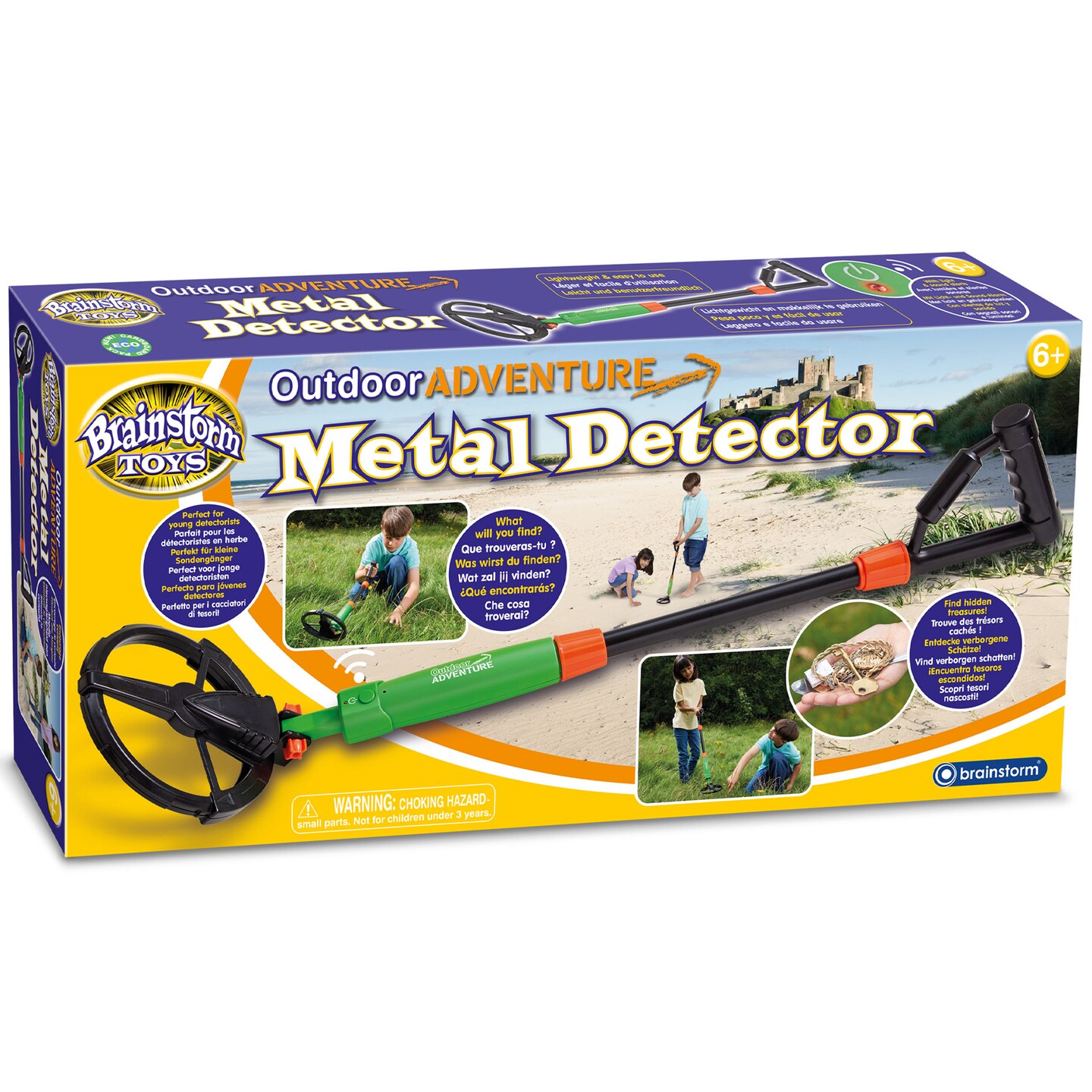Brainstorm: Outdoor Adventure Metal Detector - 31.5&#x22; - Light N&#x27; Sound Treasure Hunting Toy, Lightweight &#x26; Portal, STEM Learning, Multi-Lingual, Kid 6+