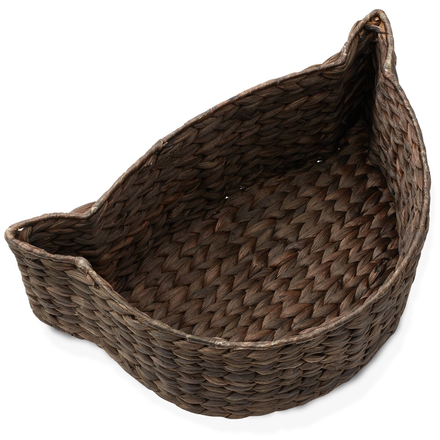 Casafield Cat Shaped Storage Basket, Woven Water Hyacinth Pet Toy Organizer Bin