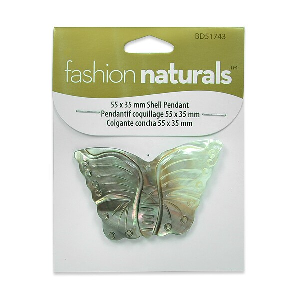 Mother of Pearl Butterfly Pendant - Gray Multi - 55x35mm