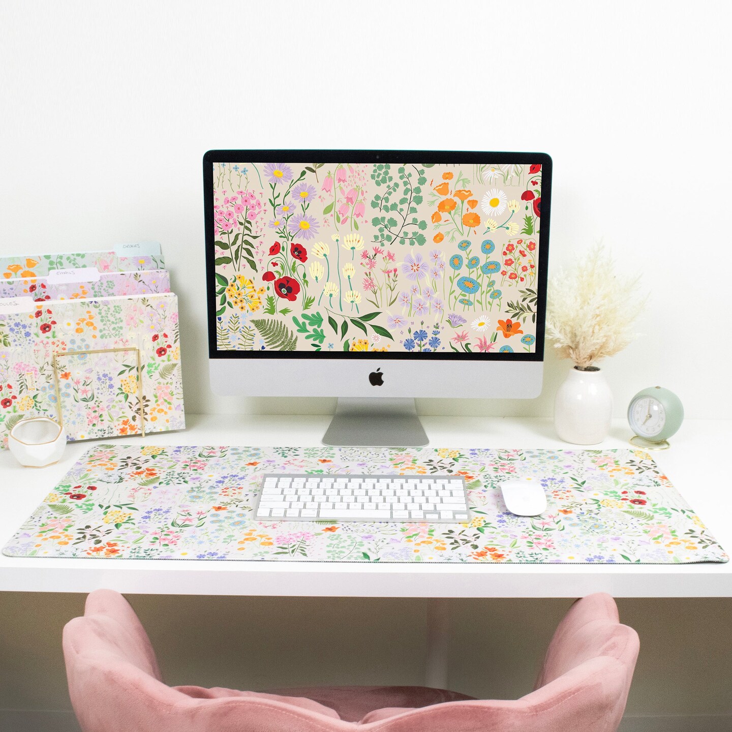 bloom daily planners Large Desk Mat, Garden Party