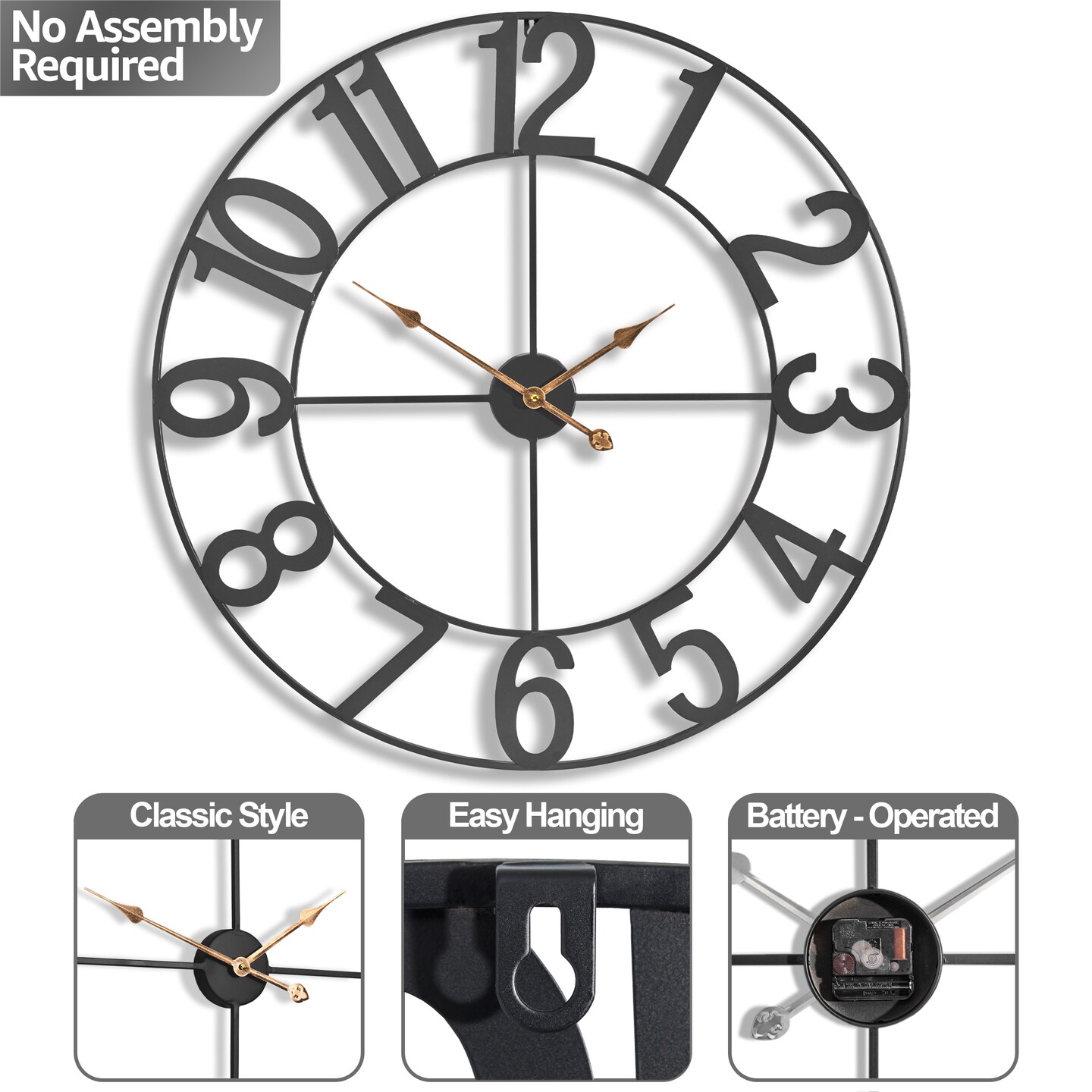 Sorbus Large Wall Clock - 32 inch (81 CM) Battery Operated Analog Wall Clock Decorative for Living Room and Kitchen