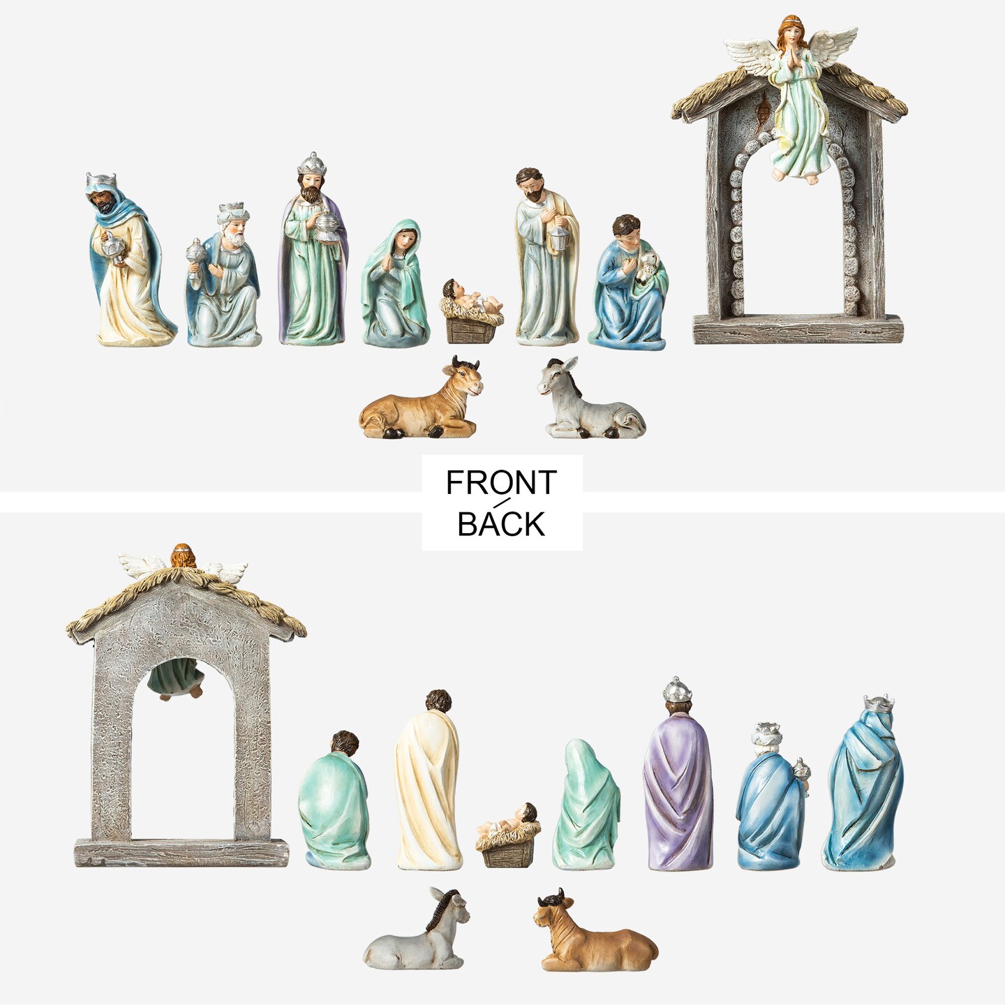 12pcs Oversized Deluxe Blue Resin Nativity Figurine Set
