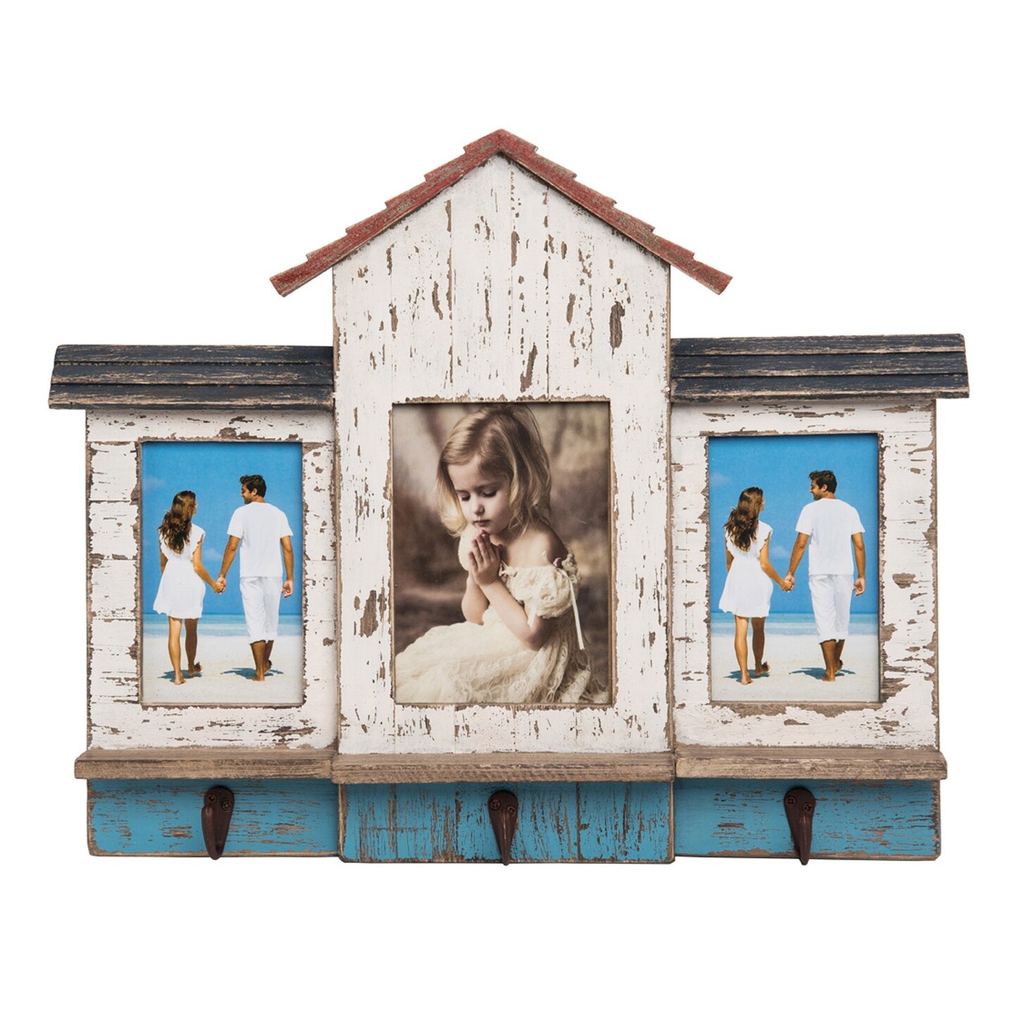 House Shaped Frame With Hooks Photo Frame Picture Holder For Wall Shelf Or Tabletop Decor Decoration 15&#x22; x 2&#x22; x 19&#x22;