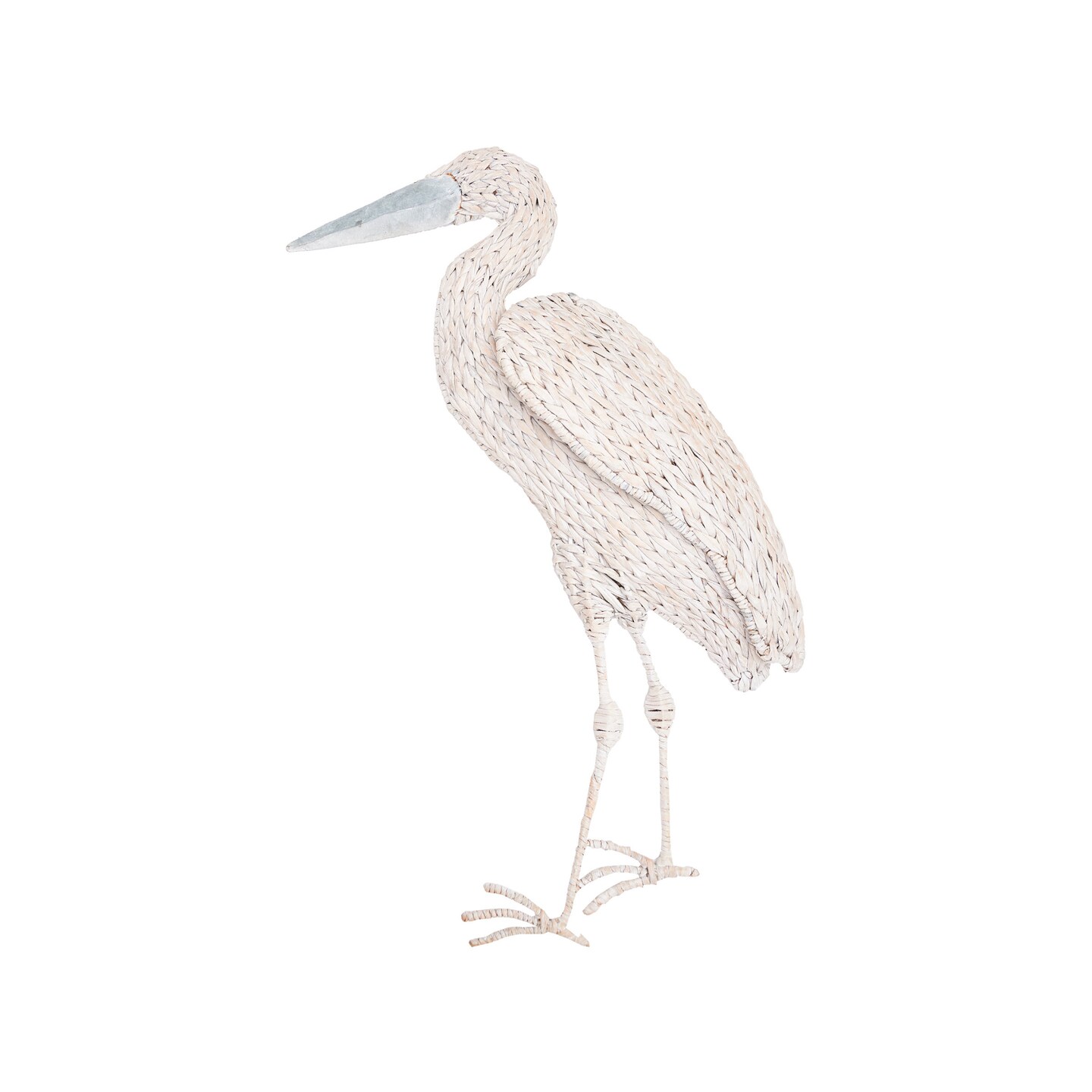 29" Woven Seagrass Crane Figurine Decorative Tabletop Coastal Ocean Décor