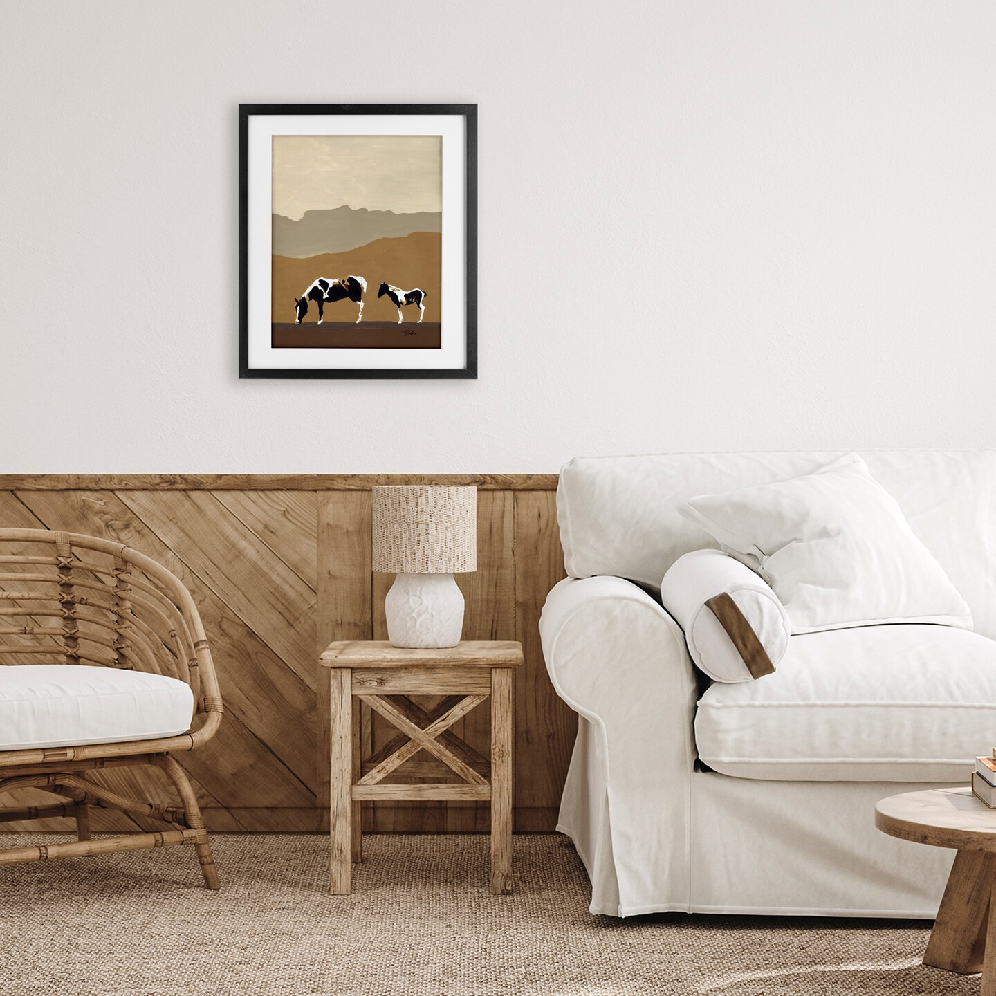 Stupell Industries Modern Mountains Horses Framed Print Under Glass, design by Patricia Pinto